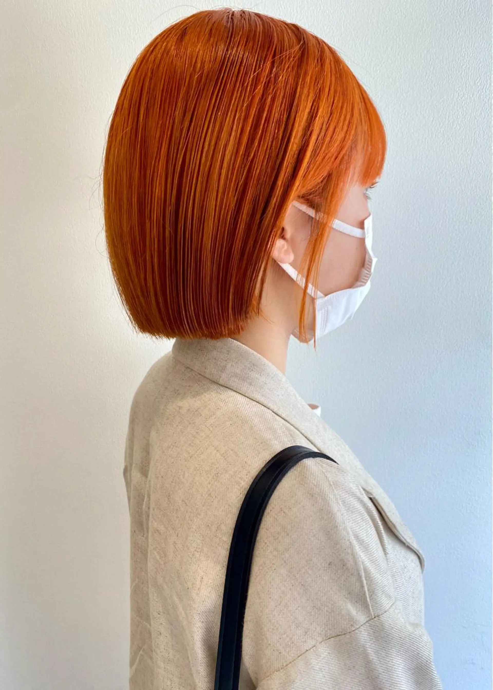 ショート カラー オレンジ ボブ カット ヘアカラー トリートメント RAIMA ケアハイトーンのヘアスタイル