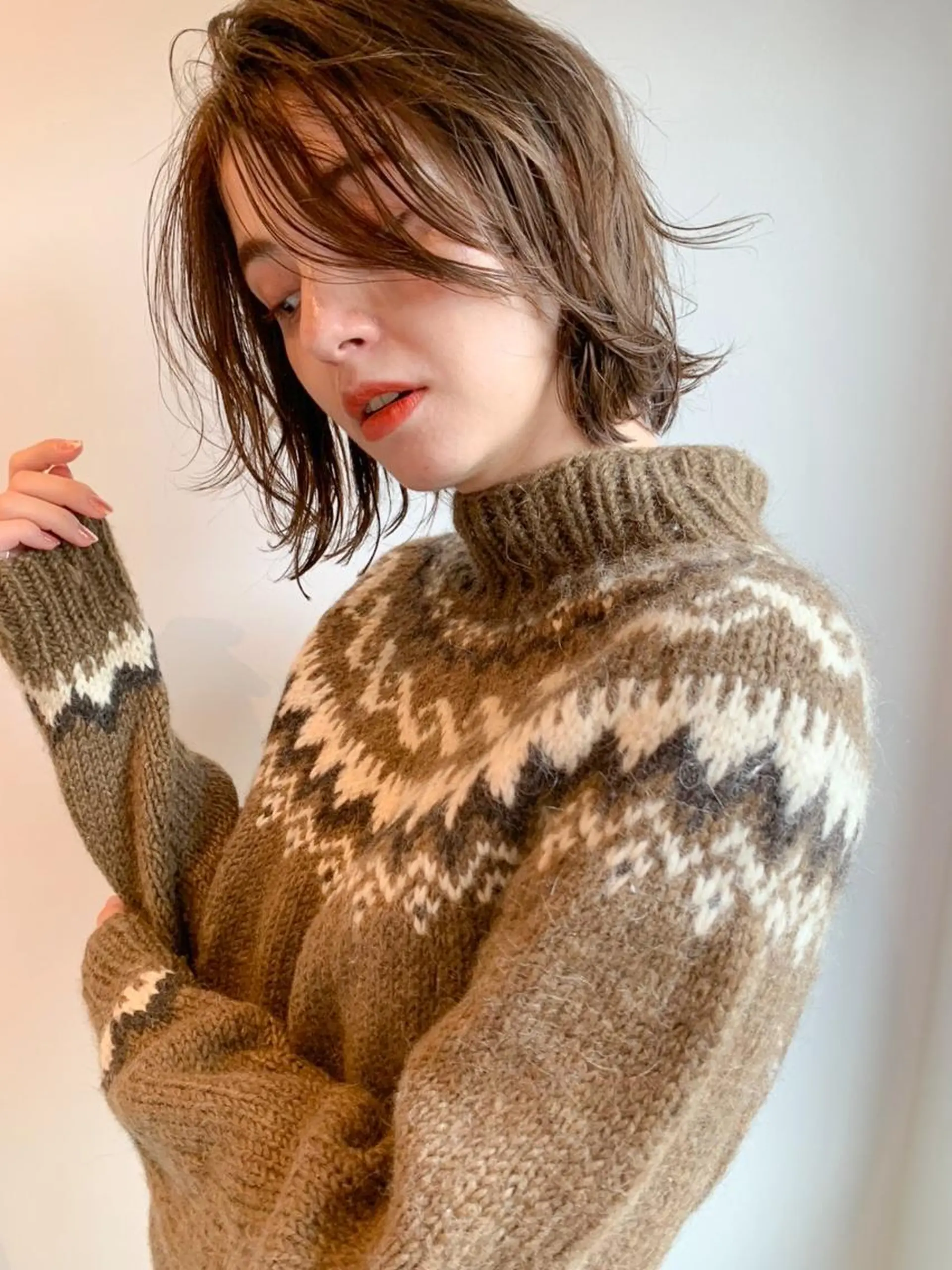 ミディアム パーマ カラー ミディアムパーマ ダブルカラー グラデーションカラー ハイライトカラー イルミナカラー CEINE PATHのヘアスタイル