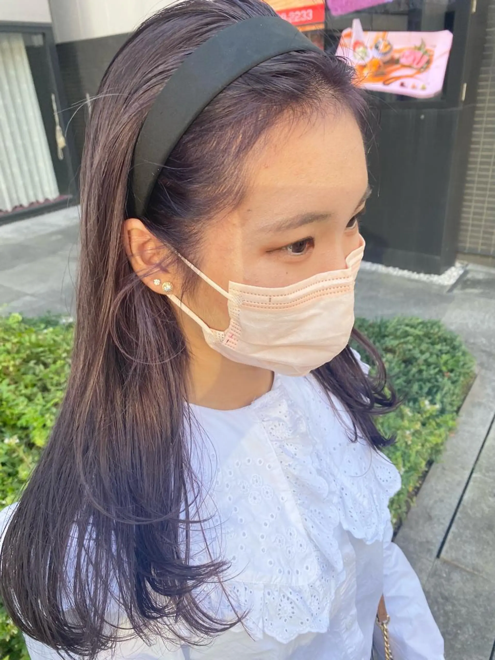 セミロング デザインカラー/ボブ ブリーチカラー/ユリのヘアスタイル