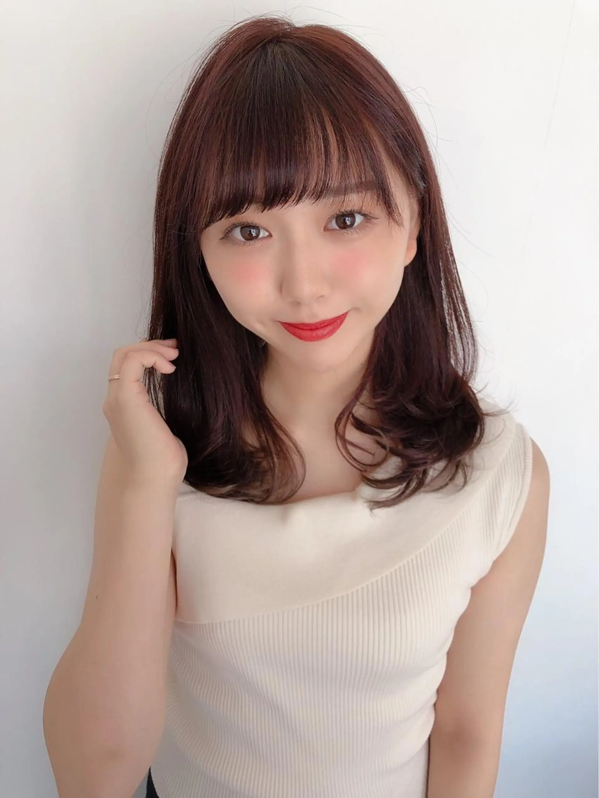 ミディアム カラー ヘアアレンジ 顔周りカット/髪質改 善/新宿/畑中稔里のヘアスタイル