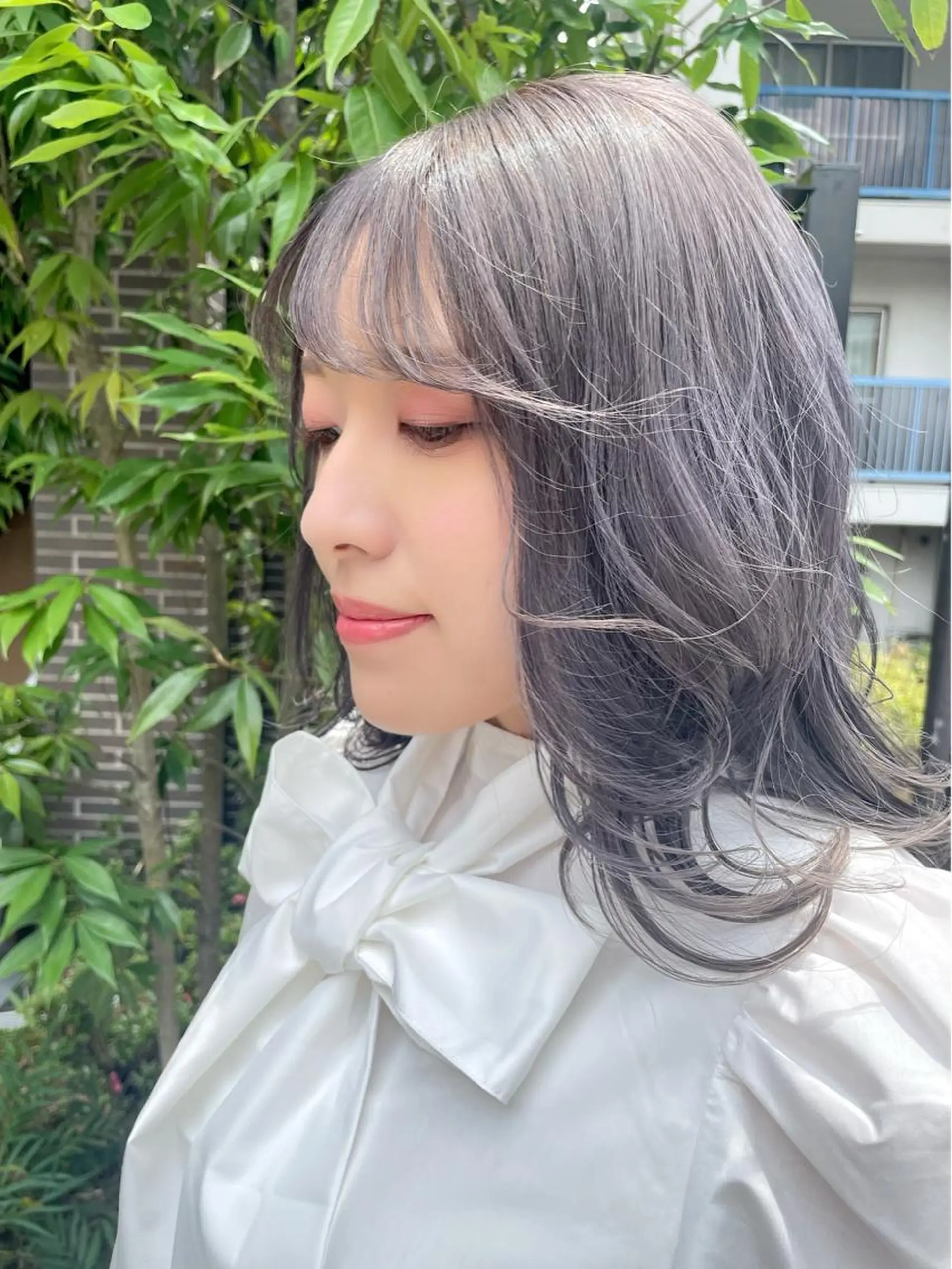 ミディアム カラー ブリーチ ラベンダーカラー ラベンダーグレー 【大人ショート/ボブ モデル募集】　Seiのヘアスタイル