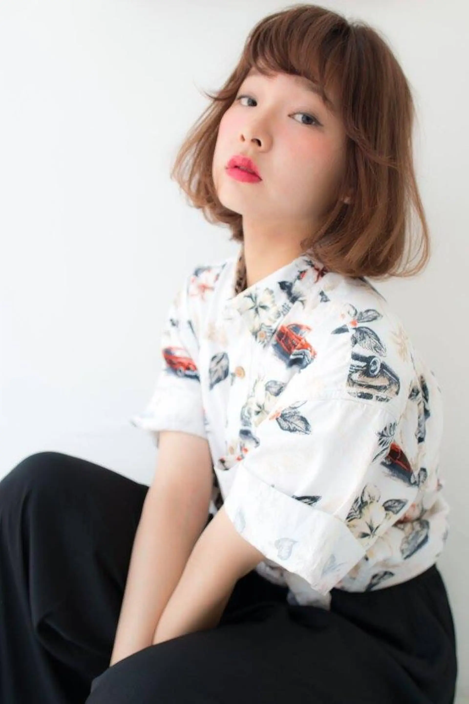 ショート ミディアム カラー パーマ 内藤 達也のヘアスタイル