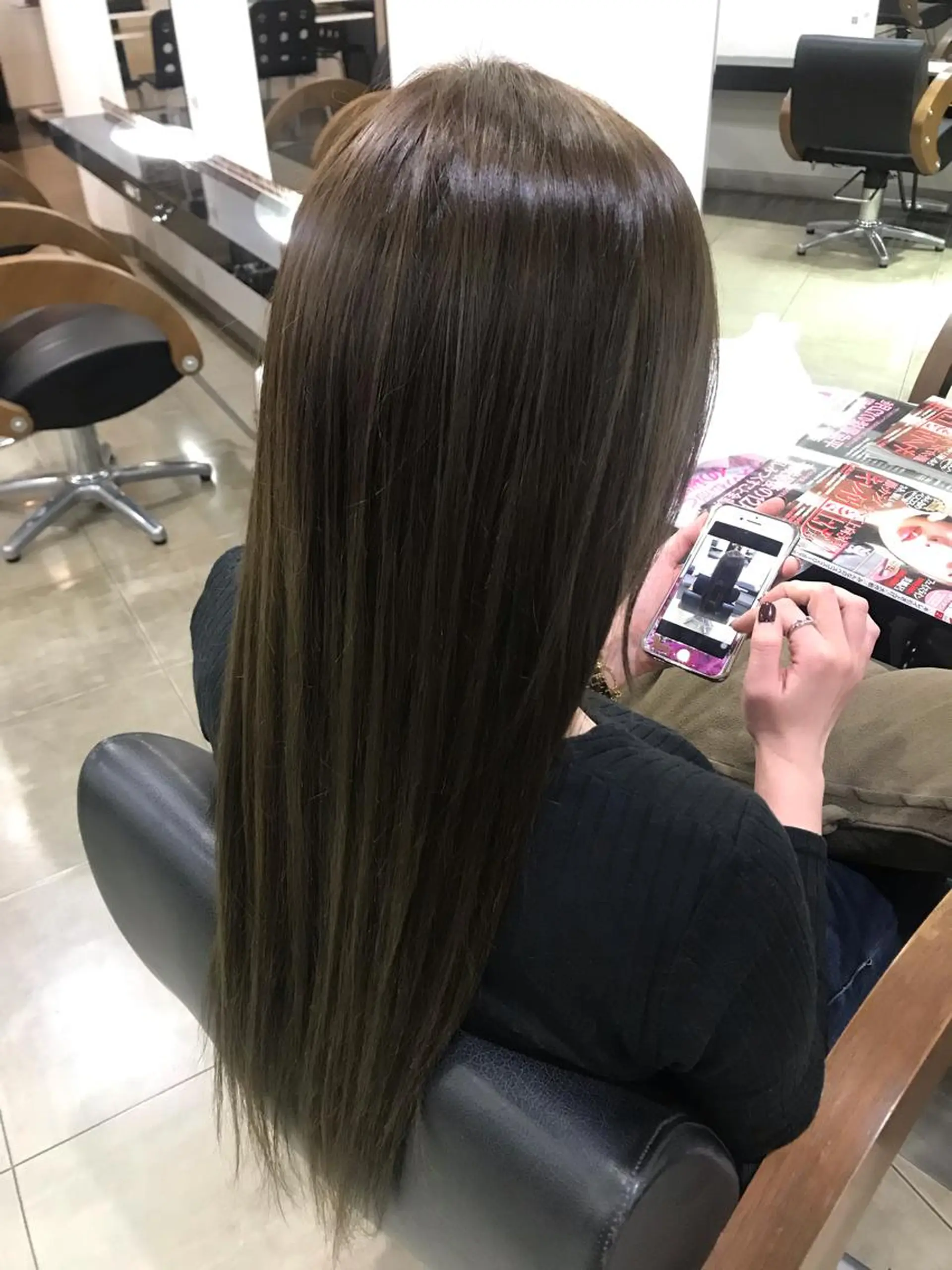 ロング カラー ヘアアレンジ ハイライトカラー ハイライト 縮毛矯正 烏山 達也のヘアスタイル