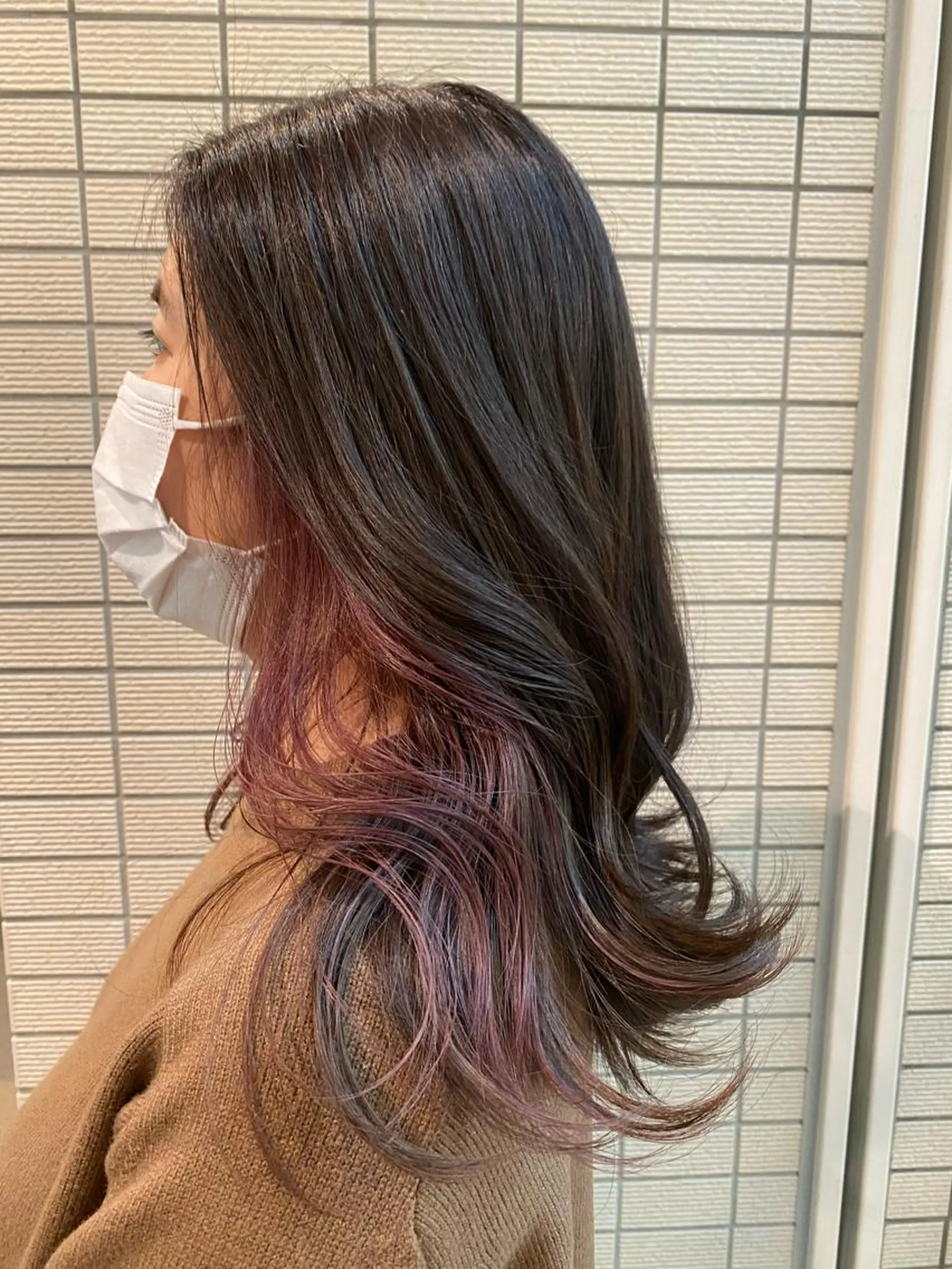 ロング カラー イヤリングカラー インナーカラー ラベンダーカラー ピンクカラー ピンクラベンダー miiia lashのマツエク・マツパデザイン