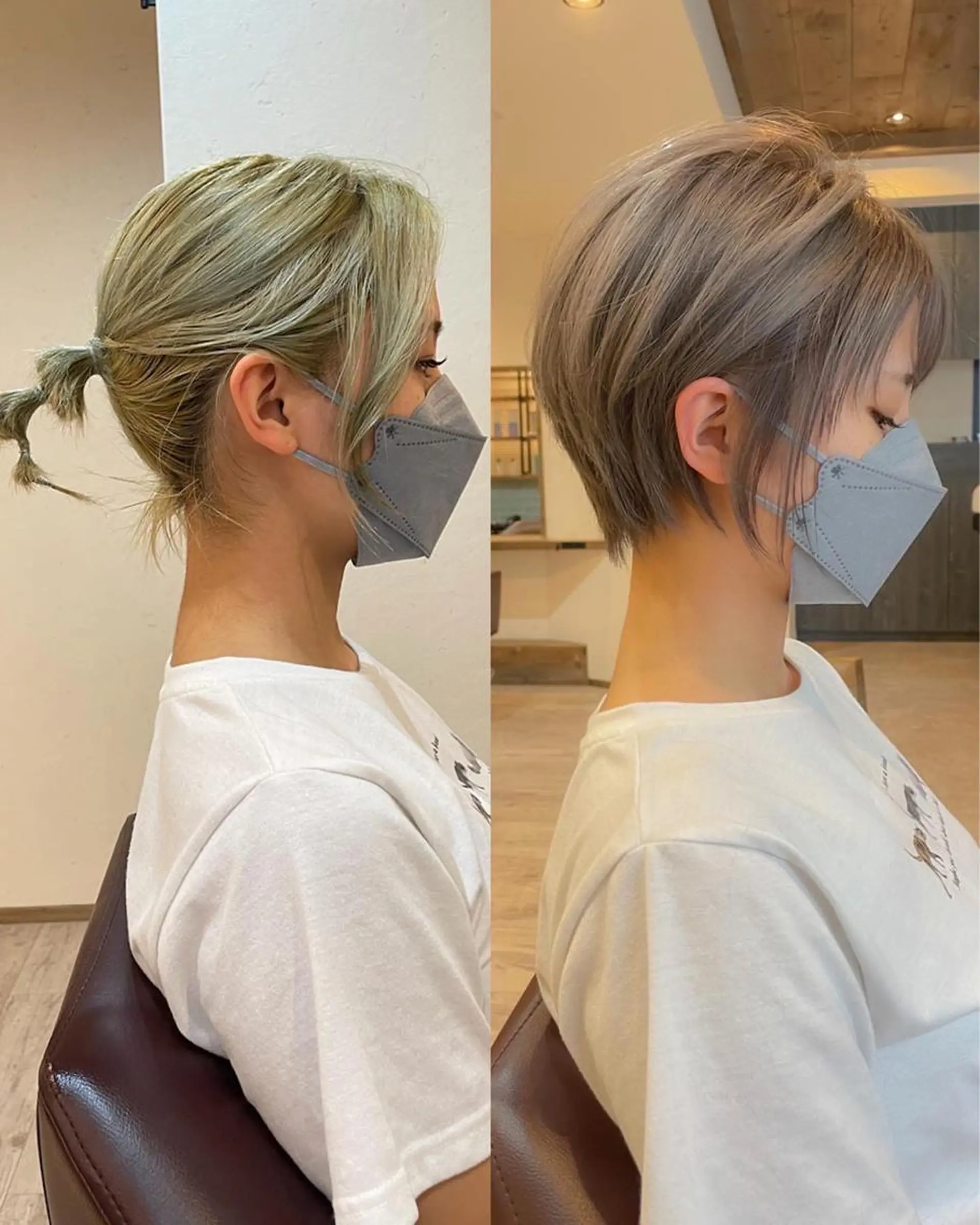 ショート カット ヘアカラー トリートメント 🌹ハッシュカット、 レイヤー韓国ヘア🌹のヘアスタイル