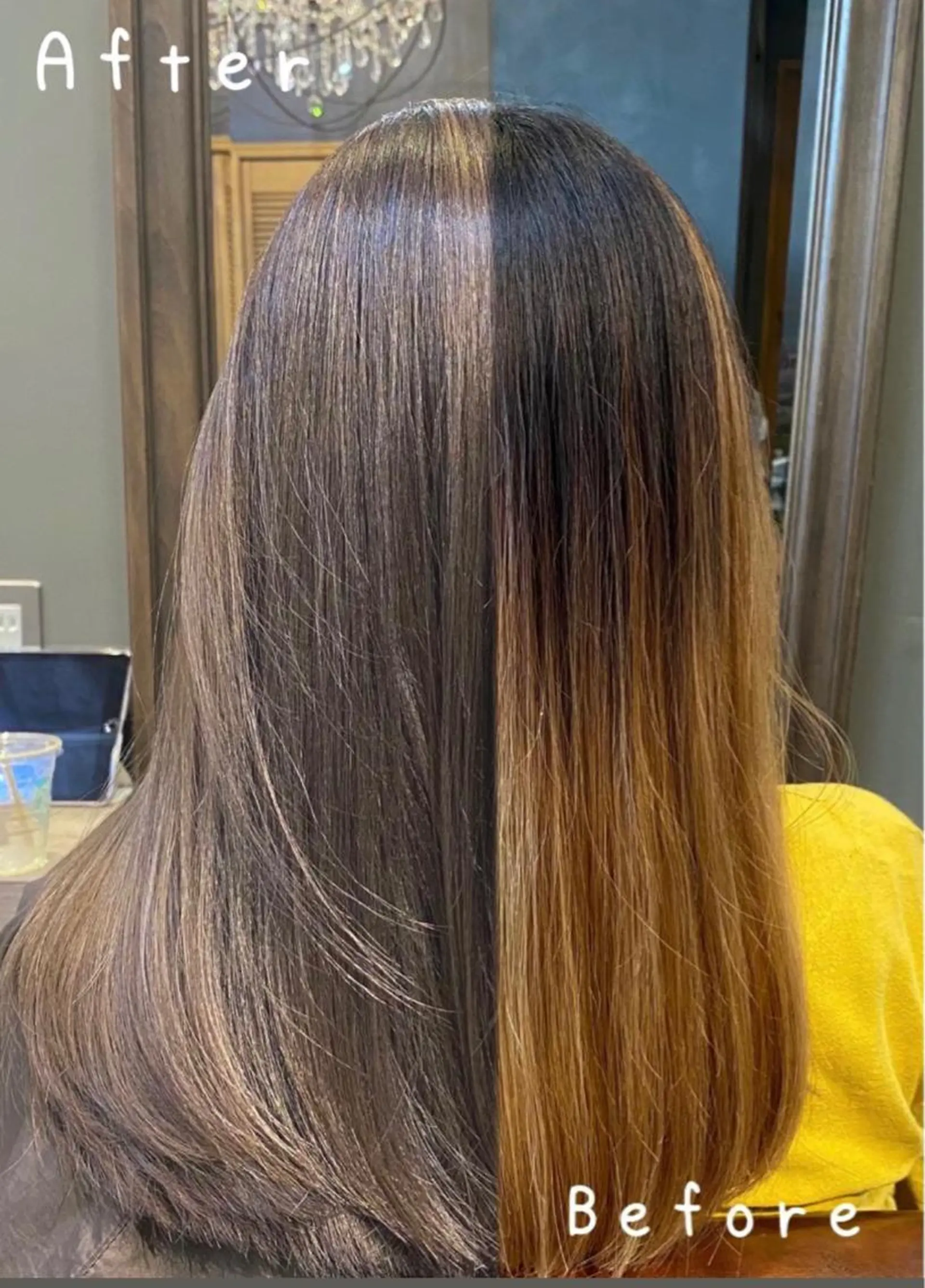 ミディアム カラー バレイヤージュ レイヤーカット 比嘉 翼のヘアスタイル