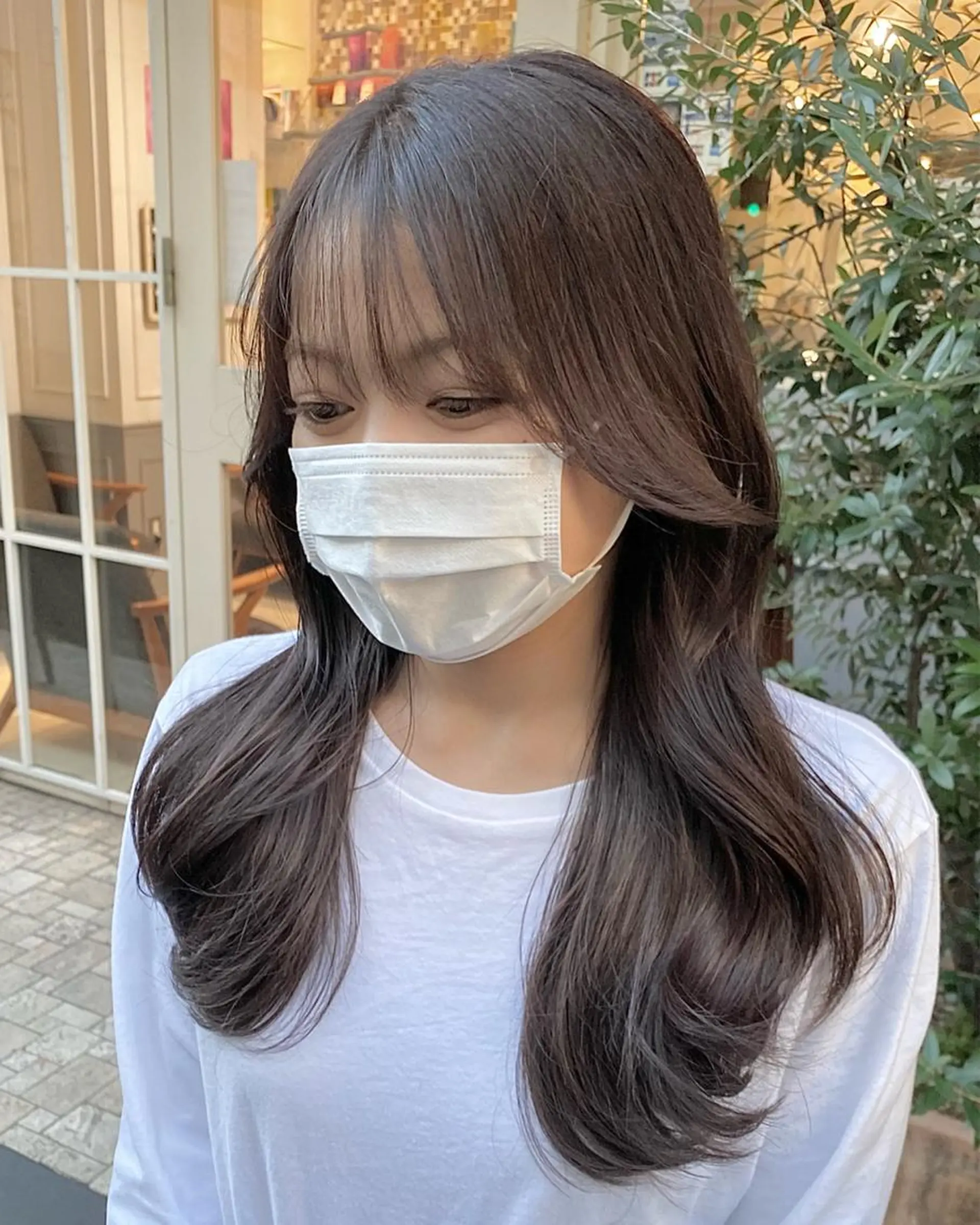 ロング カラー 透明感カラー グレージュ くびれヘア エギョモリ 顔まわりレイヤー 横浜/レイヤーカット /韓国ヘア/佐藤記正のヘアスタイル
