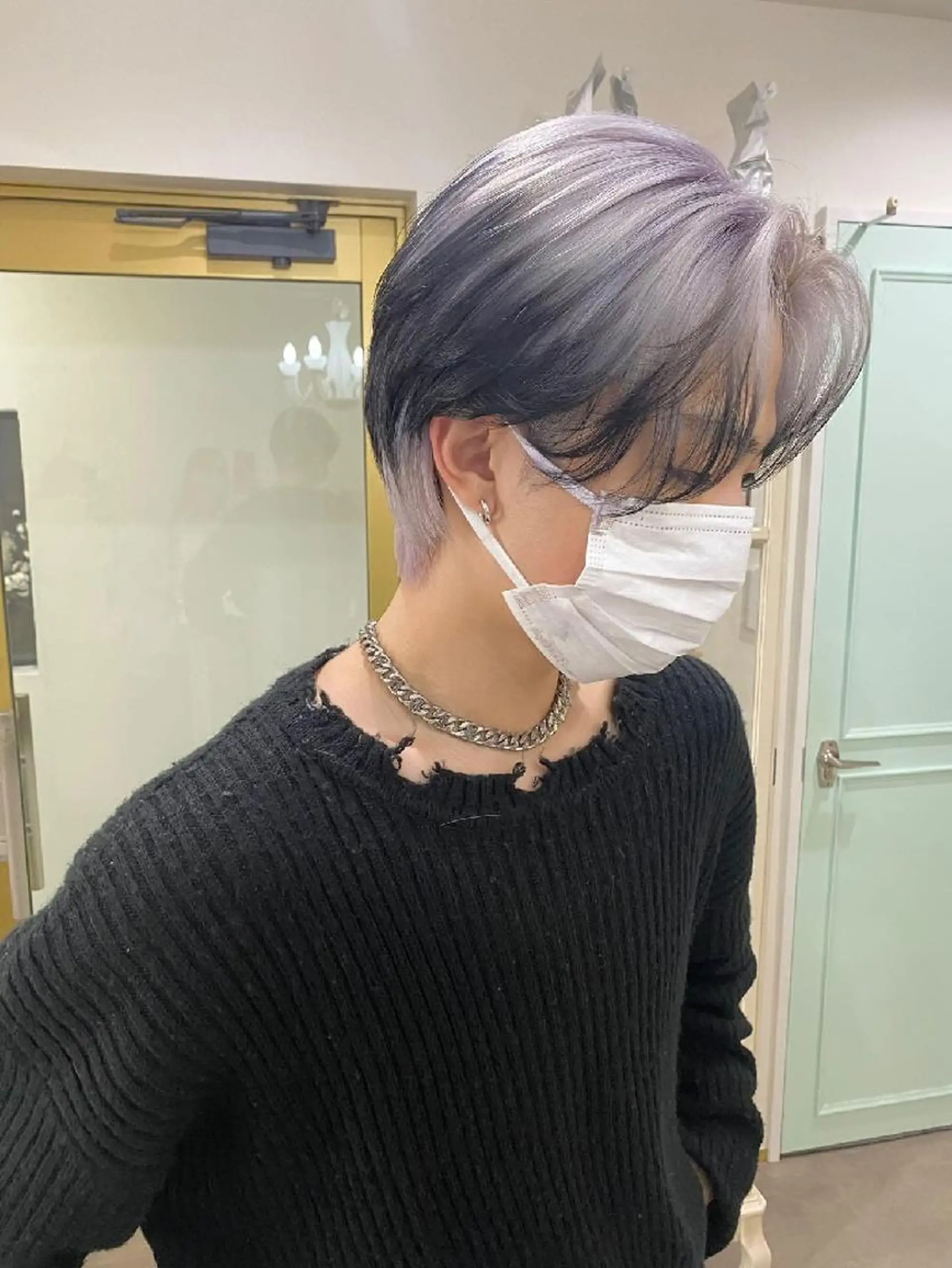 ショート メンズ カラー 黒髪 デザインカラー ORIKA 美容室のヘアスタイル