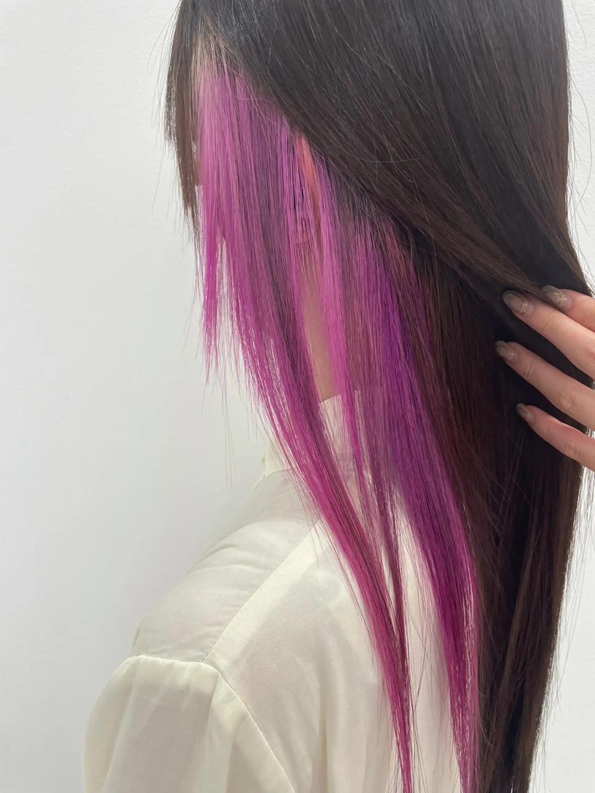 セミロング カラー ピンクカラー ヘアカラー 難しい髪質の縮毛矯正 高岡/射水/髪質改善のヘアスタイル