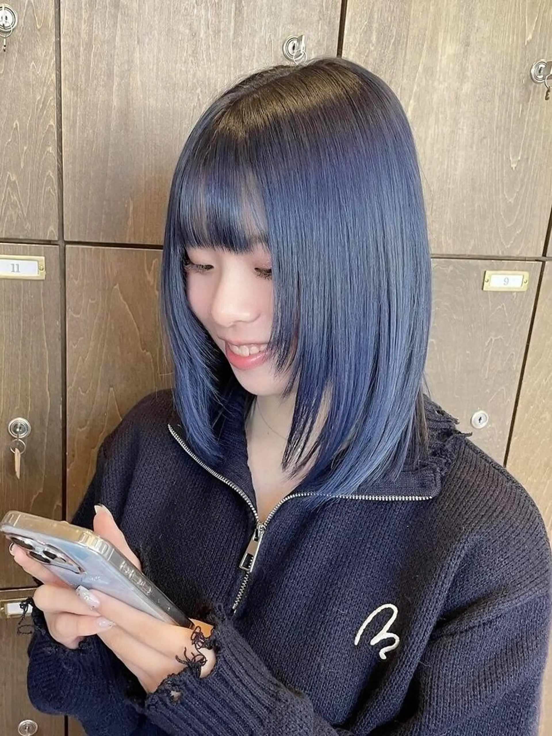 セミロング ボブ ハイライト 髪質改善 韓国風ヘア レイヤーカット .5 by soleil 小松店のヘアスタイル