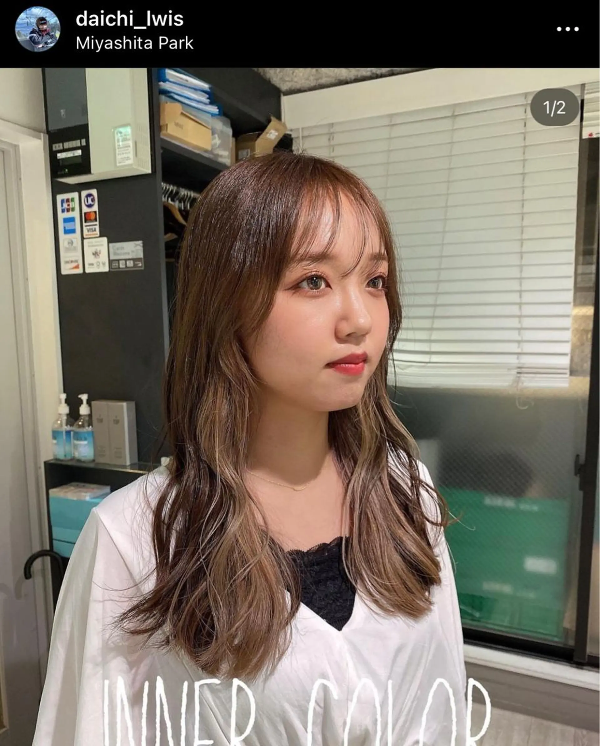 セミロング カラー ブリーチ インナーカラー L'wis所属・L'wis　比佐野 大地のヘアスタイル