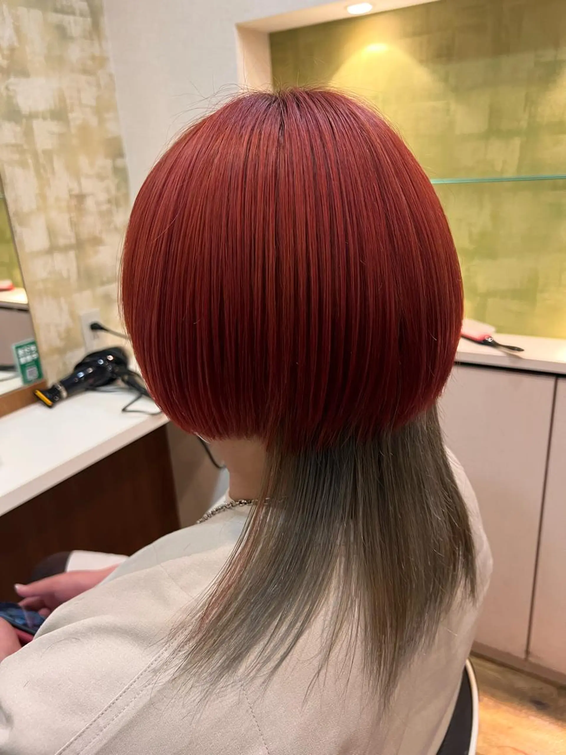 セミロング カラー レッドカラー シルバー 🌻井上 マリー🌻のヘアスタイル