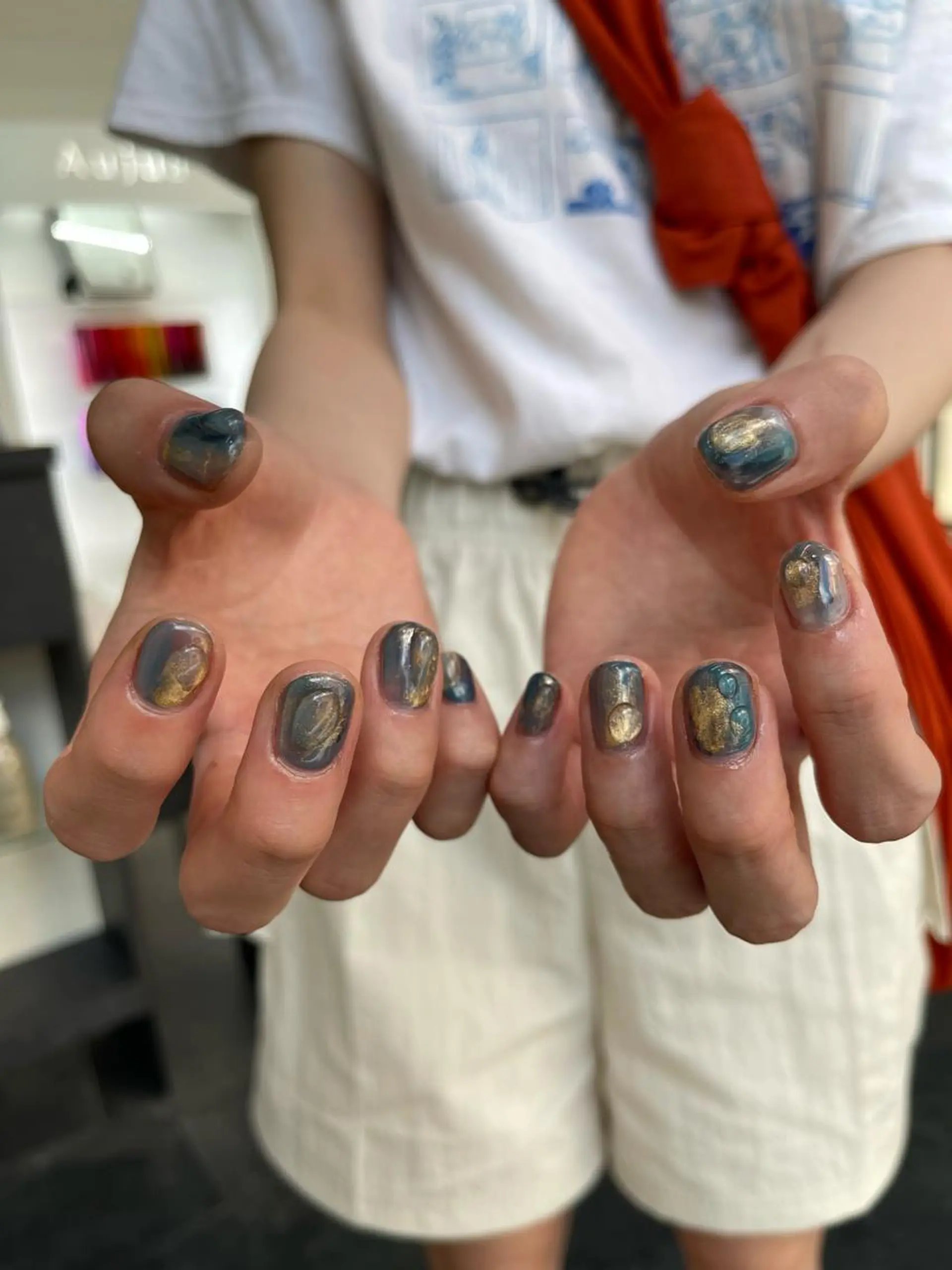 ネイル フレンチネイル マグネットネイル ニュアンスネイル ワンカラーネイル ハンドネイル GRANDE大須 Cecil💜のネイルデザイン