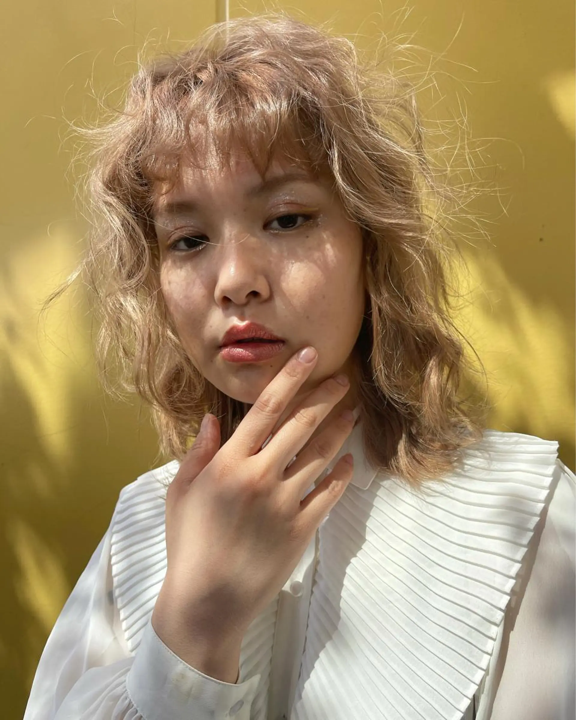ミディアム ヘアカラー 早瀬裕之 パーマのヘアスタイル