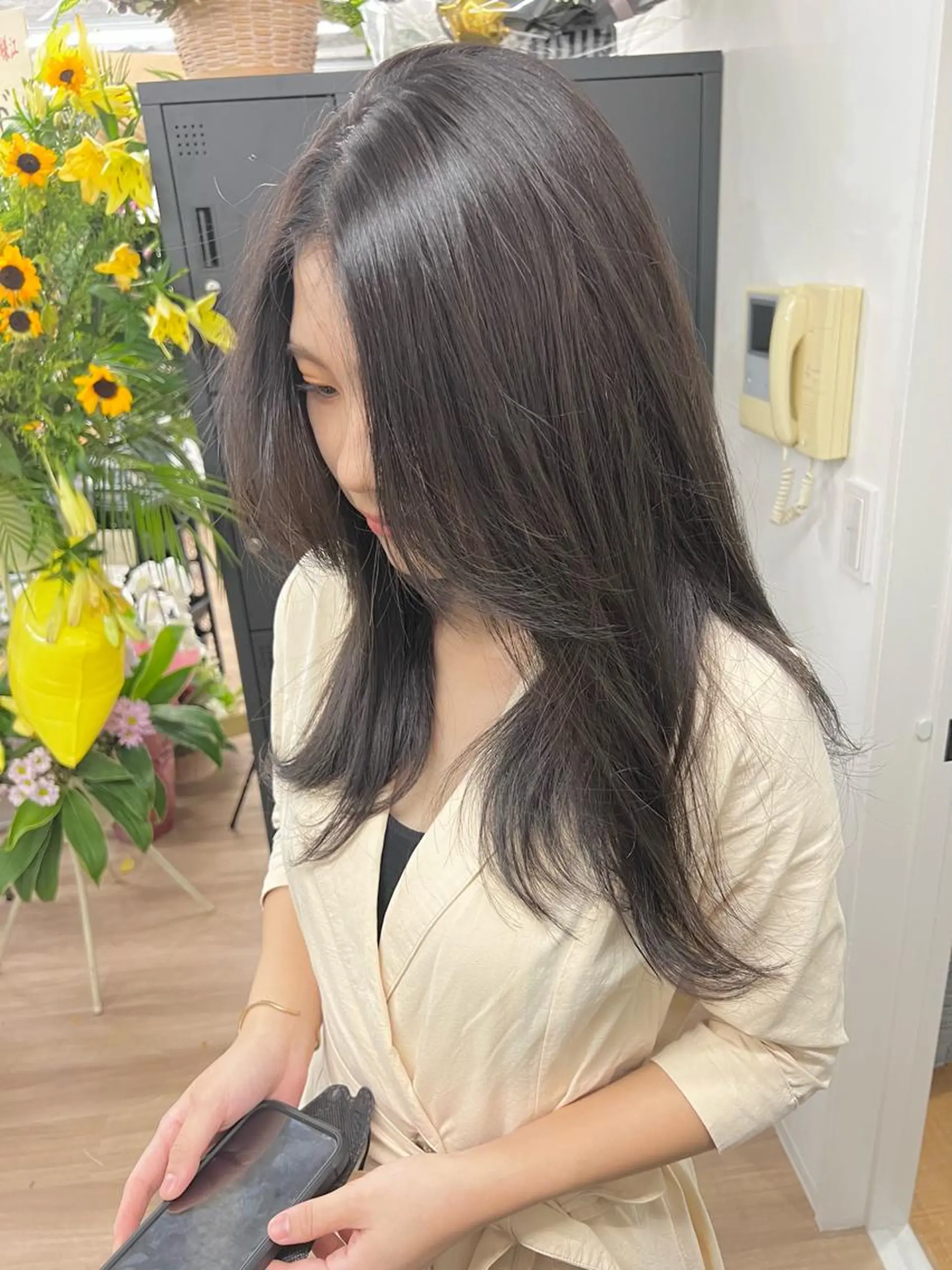 セミロング アッシュ ミルクティーブラウン ピンクブラウン ハイライト 髪質改善 ユウハウス/ ryousukeのヘアスタイル