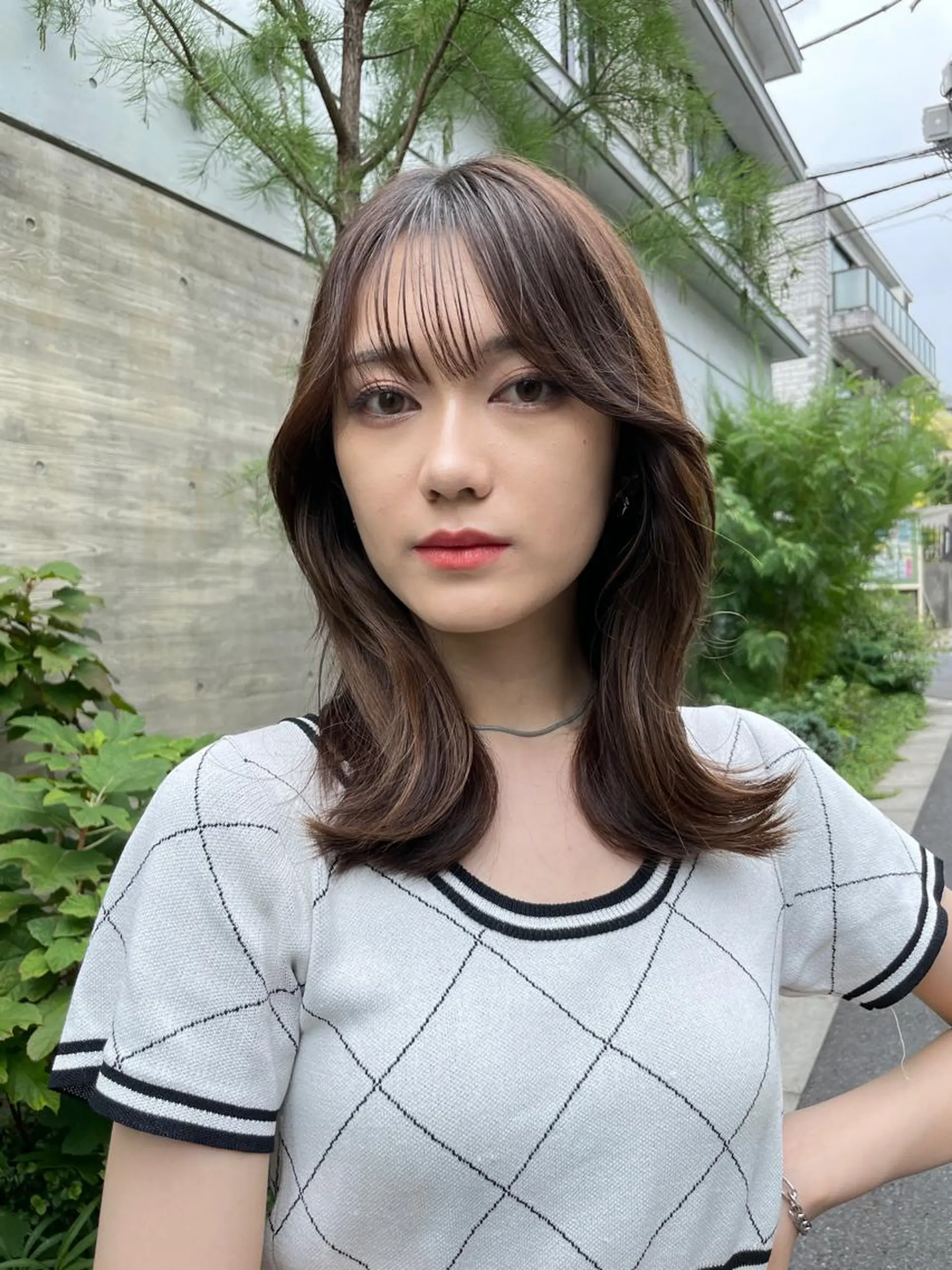 ミディアム カラー カット ヘアカラー トリートメント 顔周りカット× 髪質改善【リョウ】のヘアスタイル