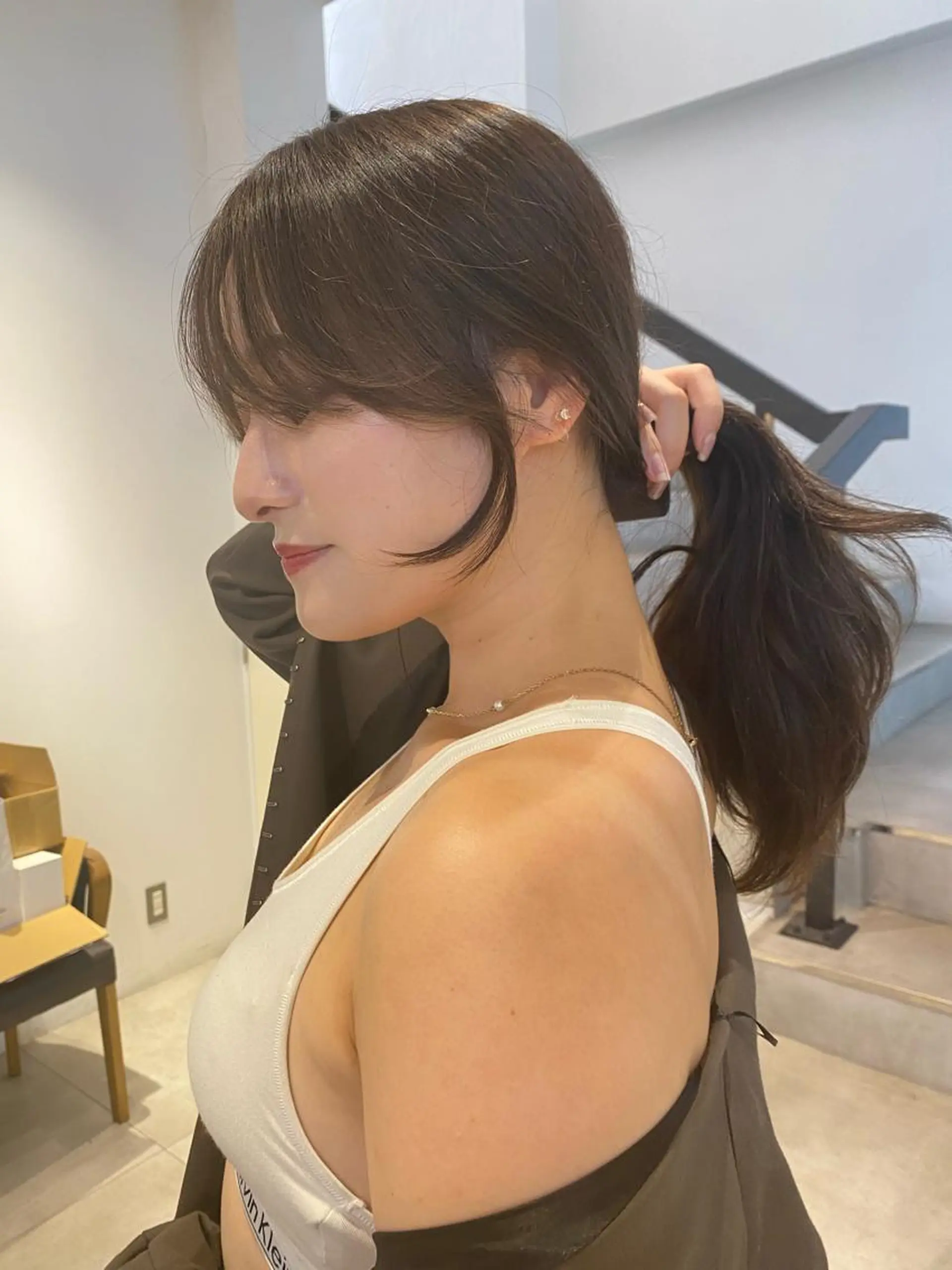 セミロング カット ヘアカラー レイヤーカット カノン🩷のヘアスタイル