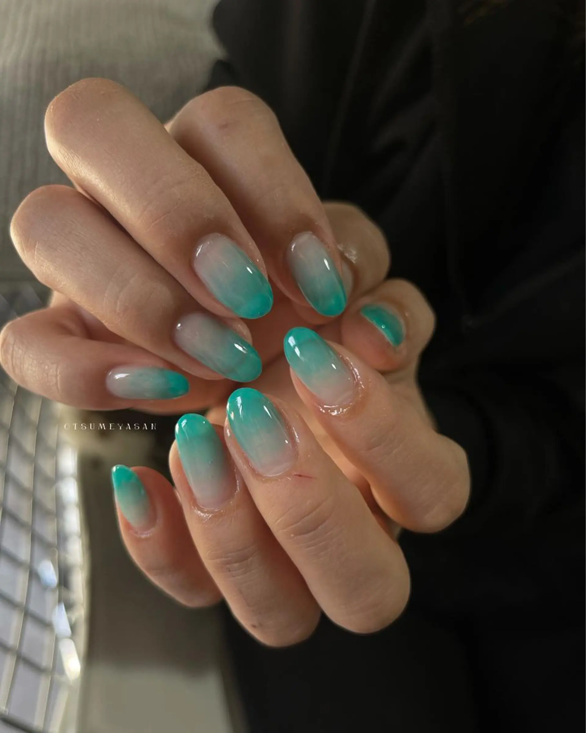 ネイル ブルー ジェルネイル グリーン 韓国ネイル マグネットネイル わたなべ ちかのネイルデザイン