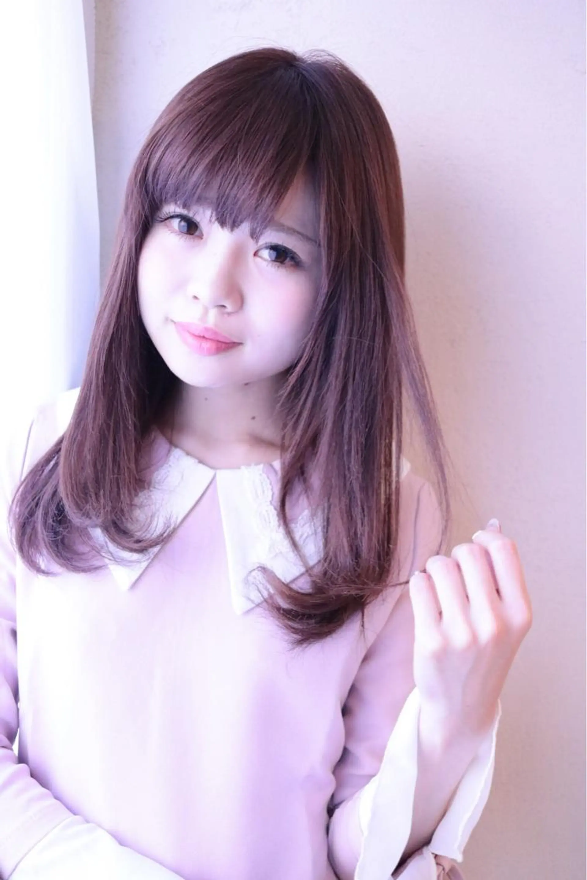 ミディアム セミロング カラー 縮毛矯正クロスパーマ 益子達也のヘアスタイル