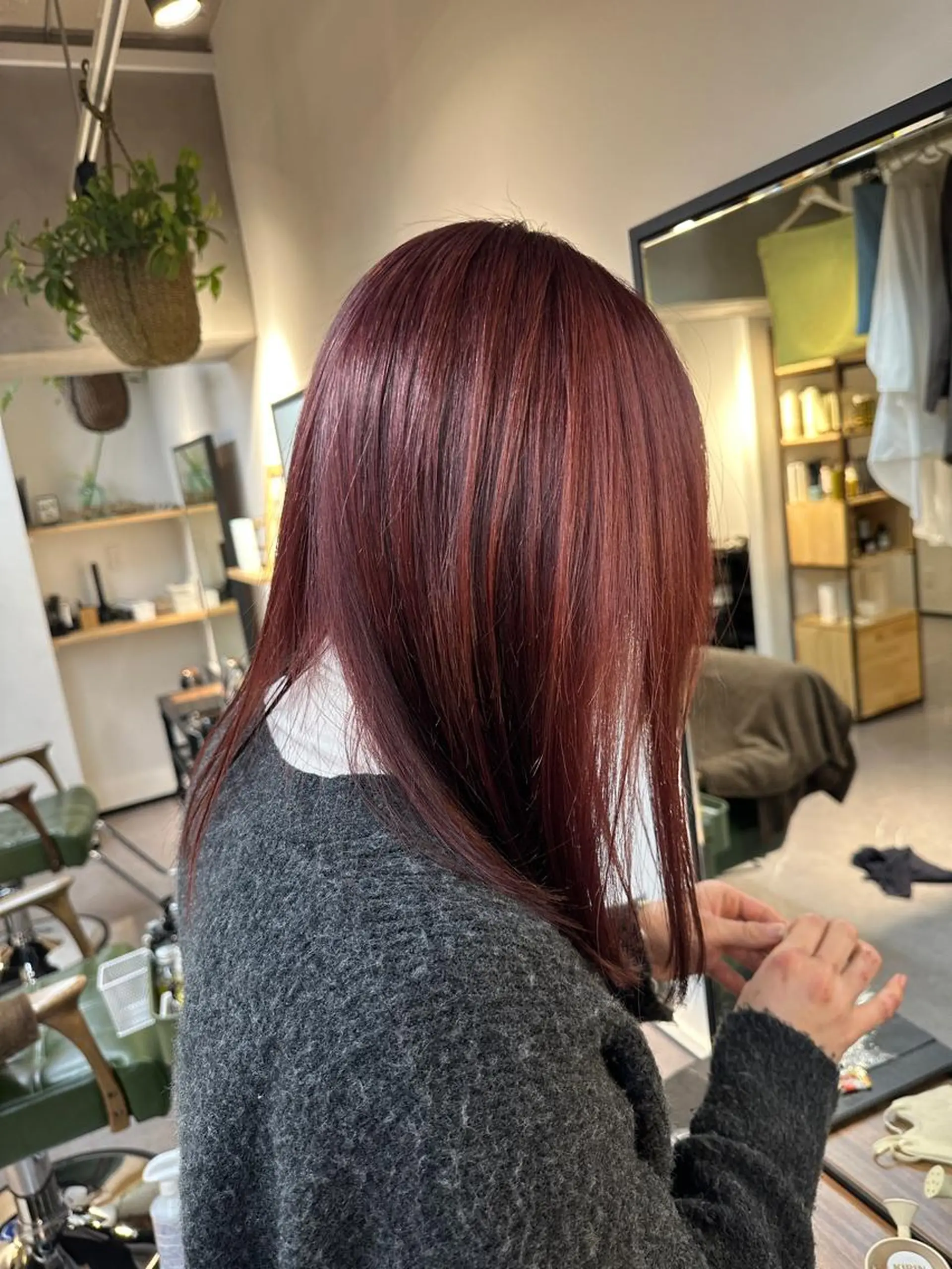 セミロング カラー ピンクカラー カット ヘアカラー Bonheur 銀座並木通り店所属・金ウンス 髪質改善カラーのヘアスタイル