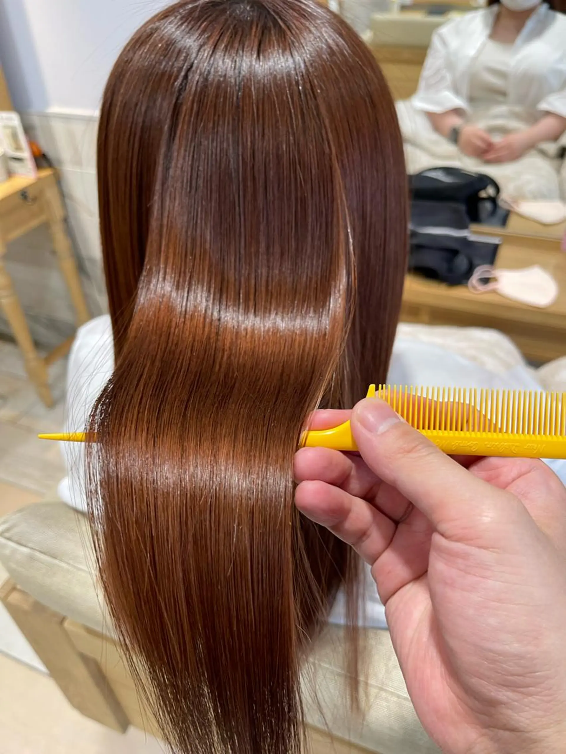 ロング 縮毛矯正 酸性ストレート カット 縮毛矯正 馬場智哉 白髪ぼかしハイライトのヘアスタイル