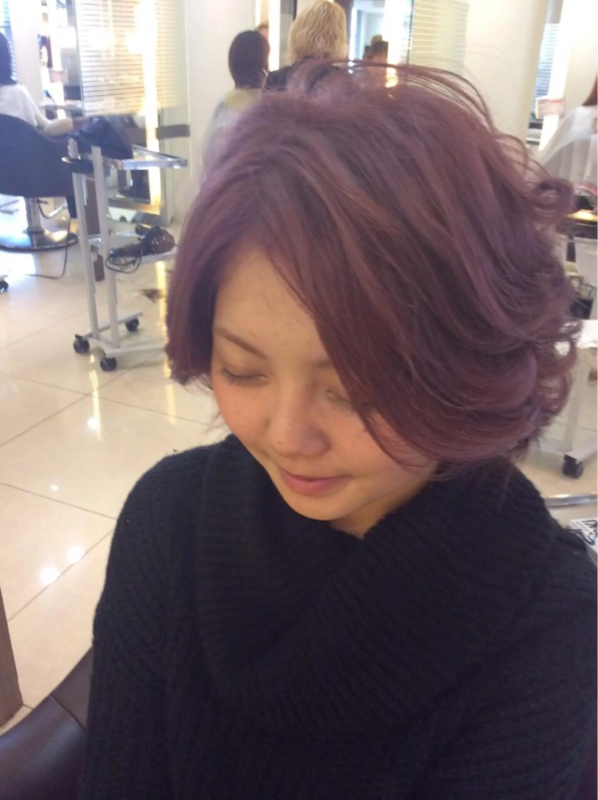 ショート カラー ピンクカラー ピンクパープル パープルカラー 似合わせ／代表 髪質改善/山田将大のヘアスタイル