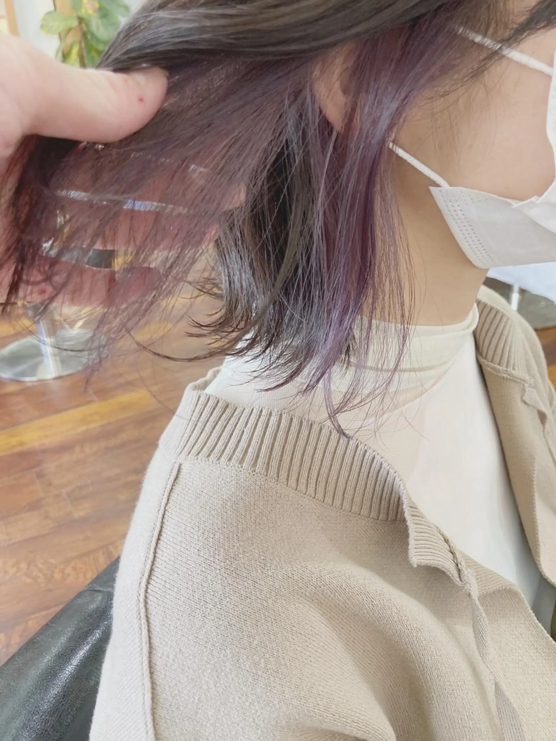 ミディアム カラー ベージュカラー インナーカラー ラベンダーカラー カット ヘアカラー 小木曽智美 /ボブ/ショートのヘアスタイル