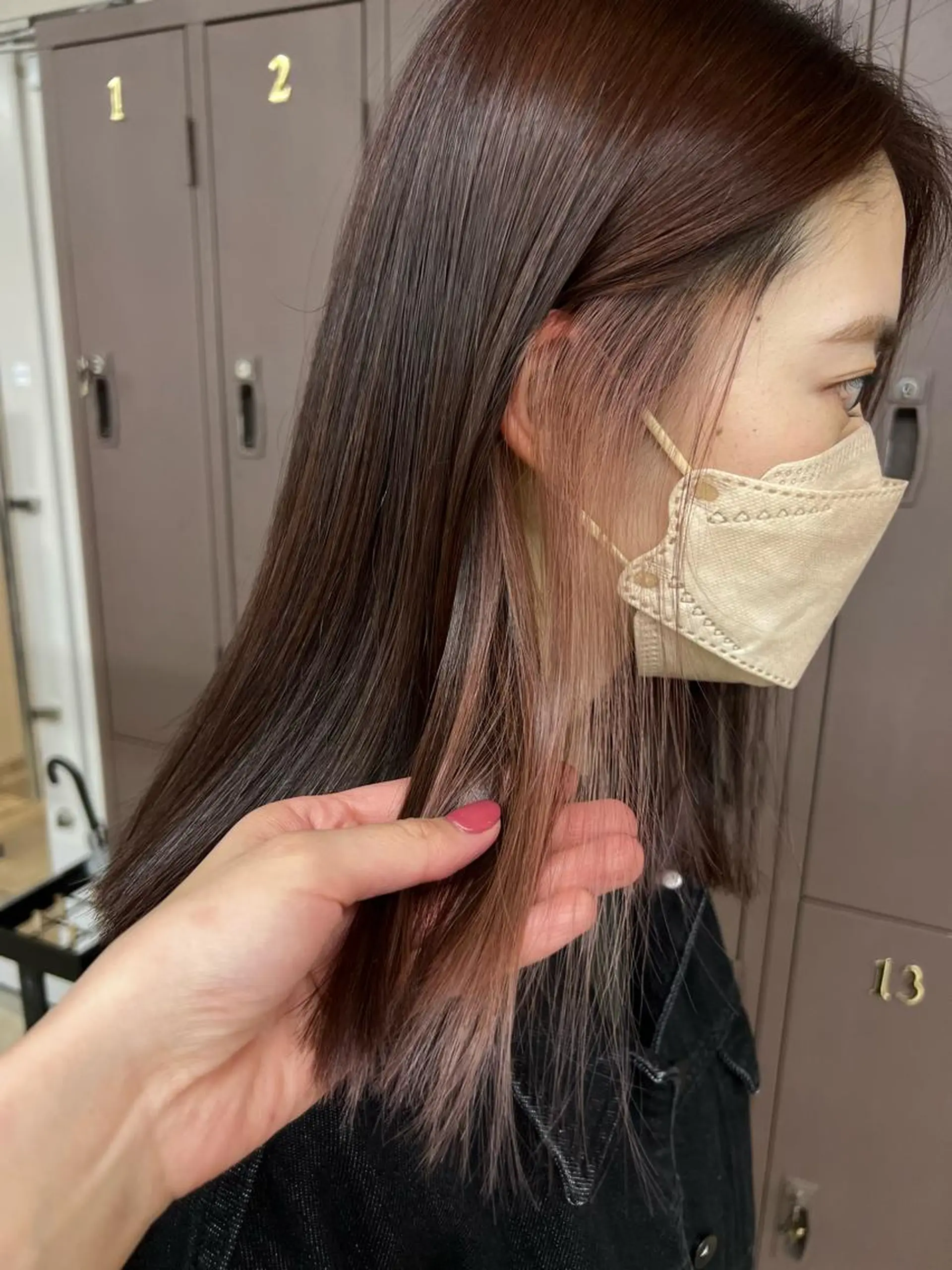 セミロング ピンクブラウン ヘアカラー azumi/ボブ/暖 色/オリーブ/縮毛のヘアスタイル