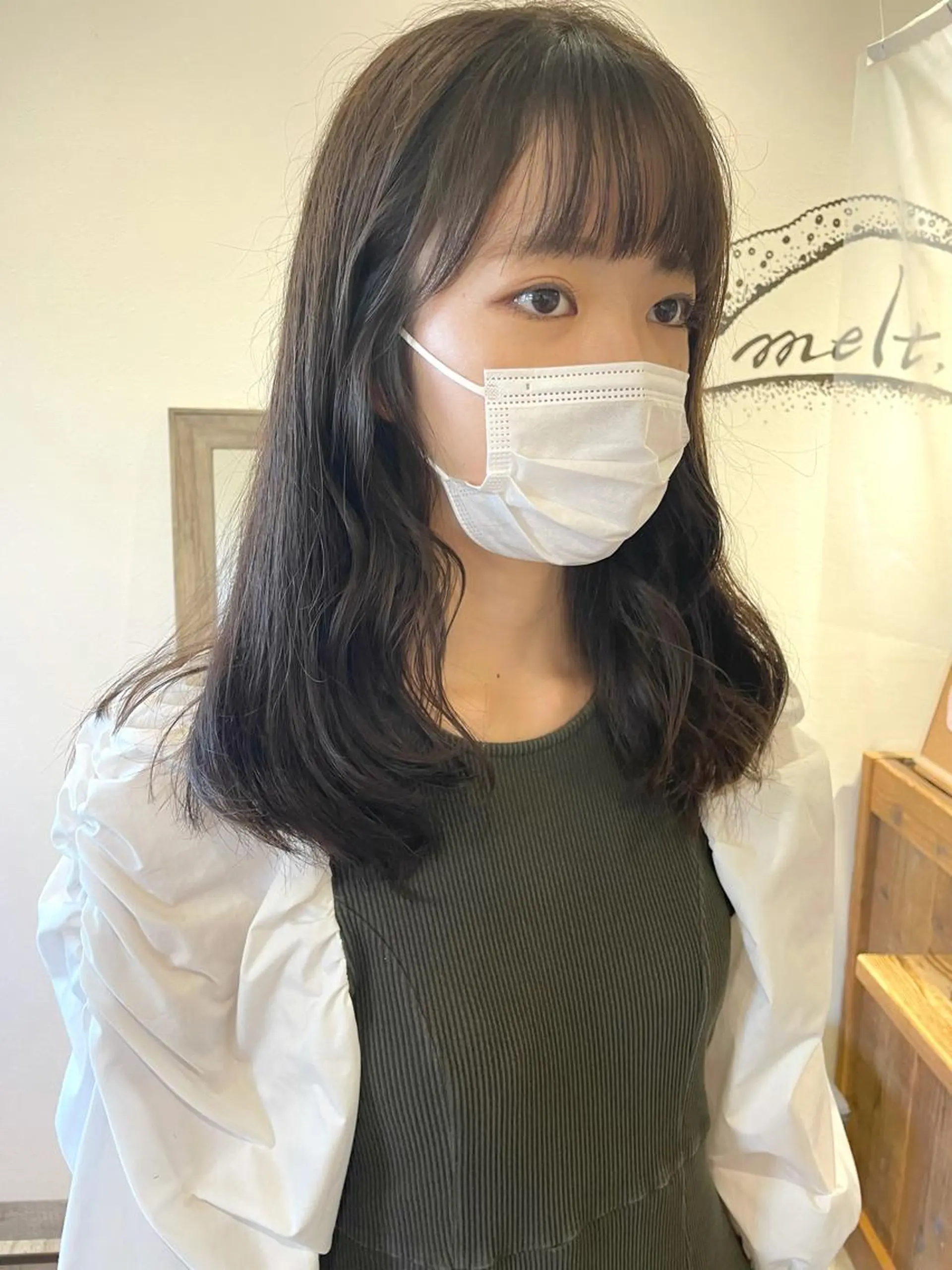 セミロング カラー ベージュカラー ブリーチ 透明感カラー グレージュ ラベンダーカラー 🩰オリーブ/ ベージュ松本咲花🩰のヘアスタイル