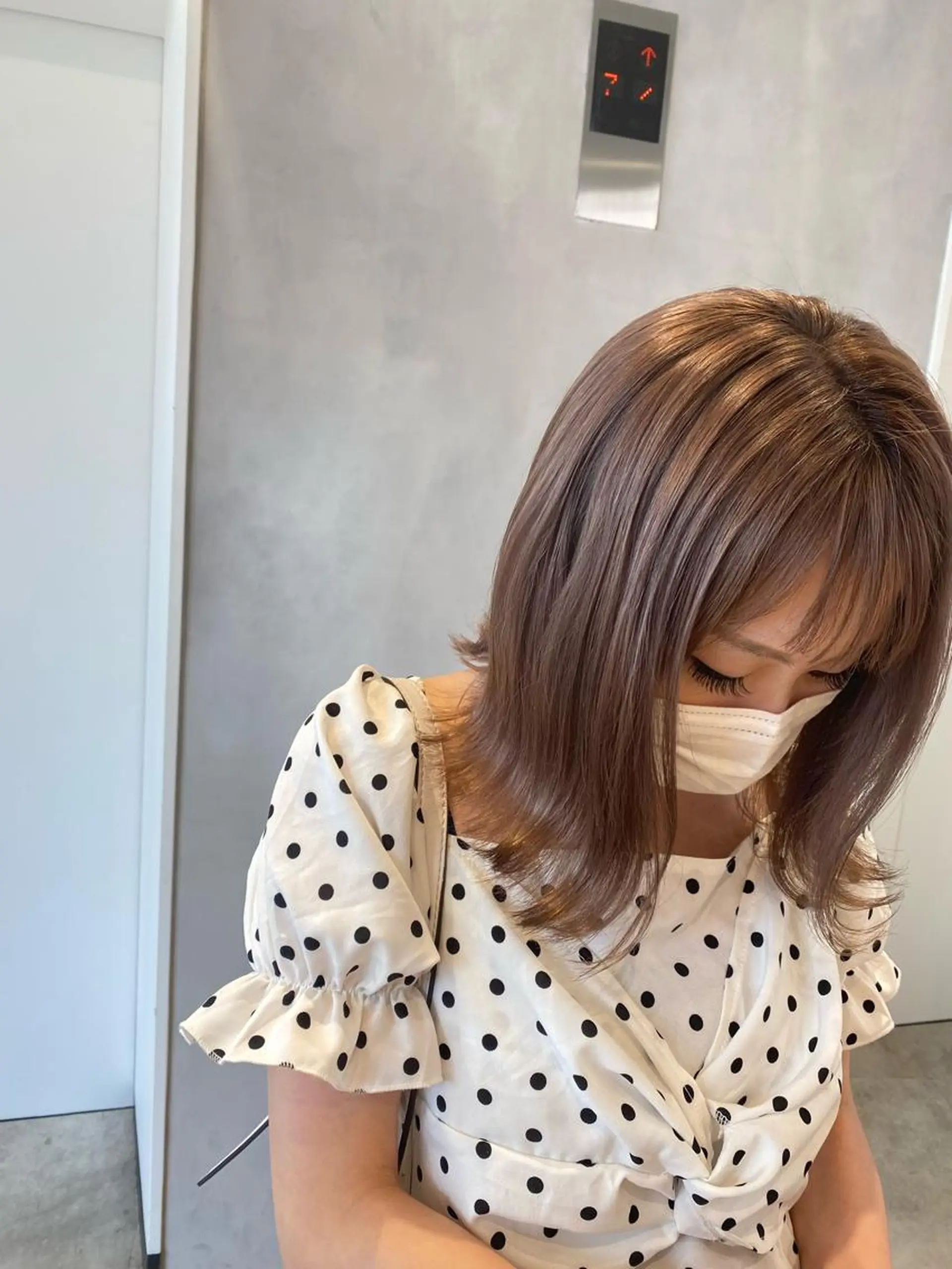 ミディアム カラー ベージュカラー ヘアカラー ピンク/ベージュ /似合わせ/田島百華のヘアスタイル