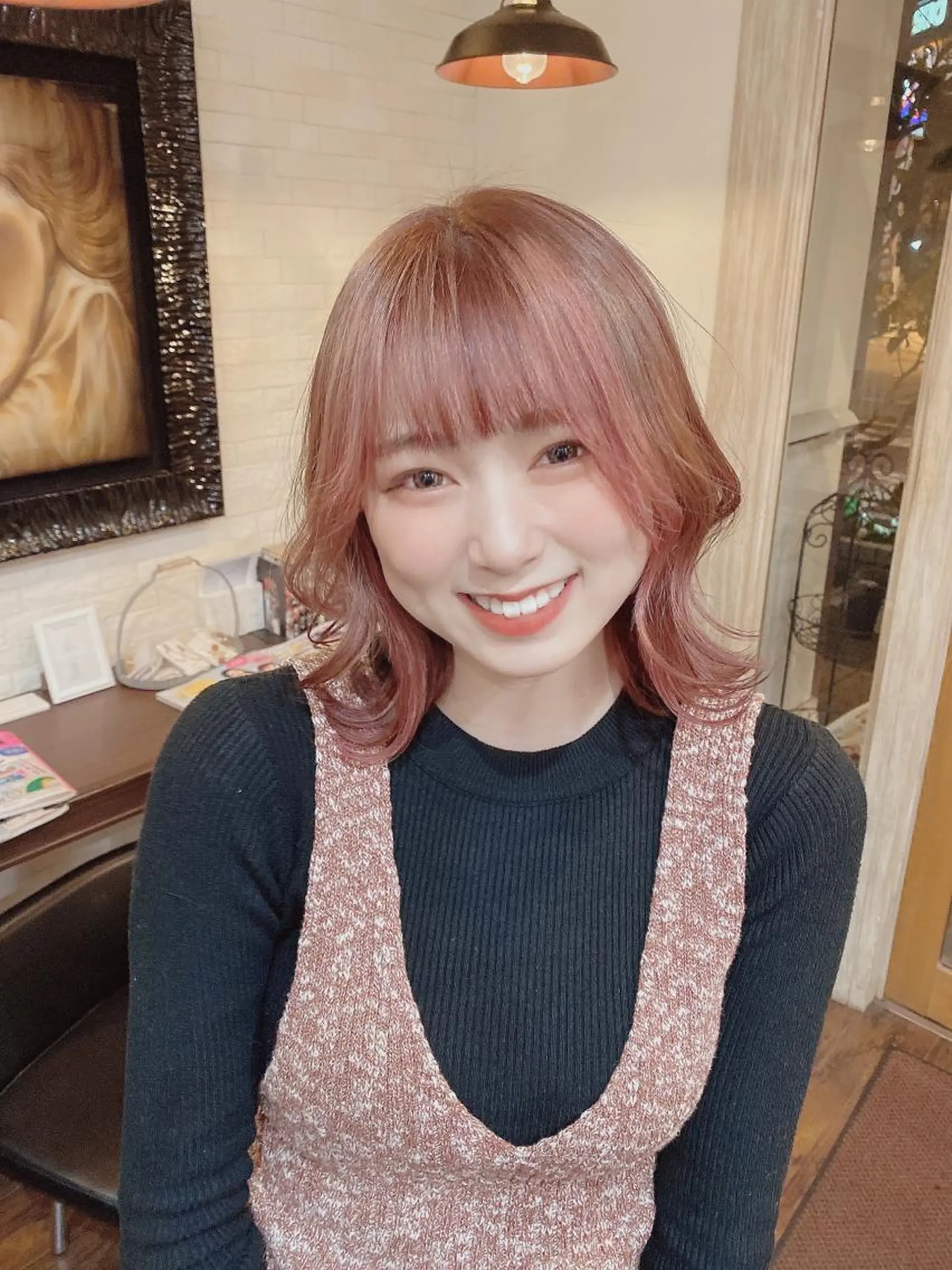 ショート カラー ベージュカラー ピンクカラー ピンクベージュ 奥村 卓也のヘアスタイル
