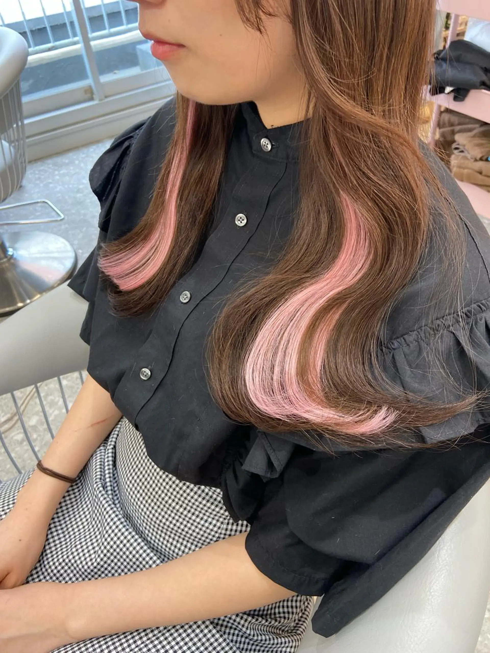 セミロング カラー ヘアアレンジ シールエクステ ブリーチ ブラウンカラー ケアカラー ダブルカラー エクステ 新宿/韓国ヘア 中明度カラー/かやのヘアスタイル