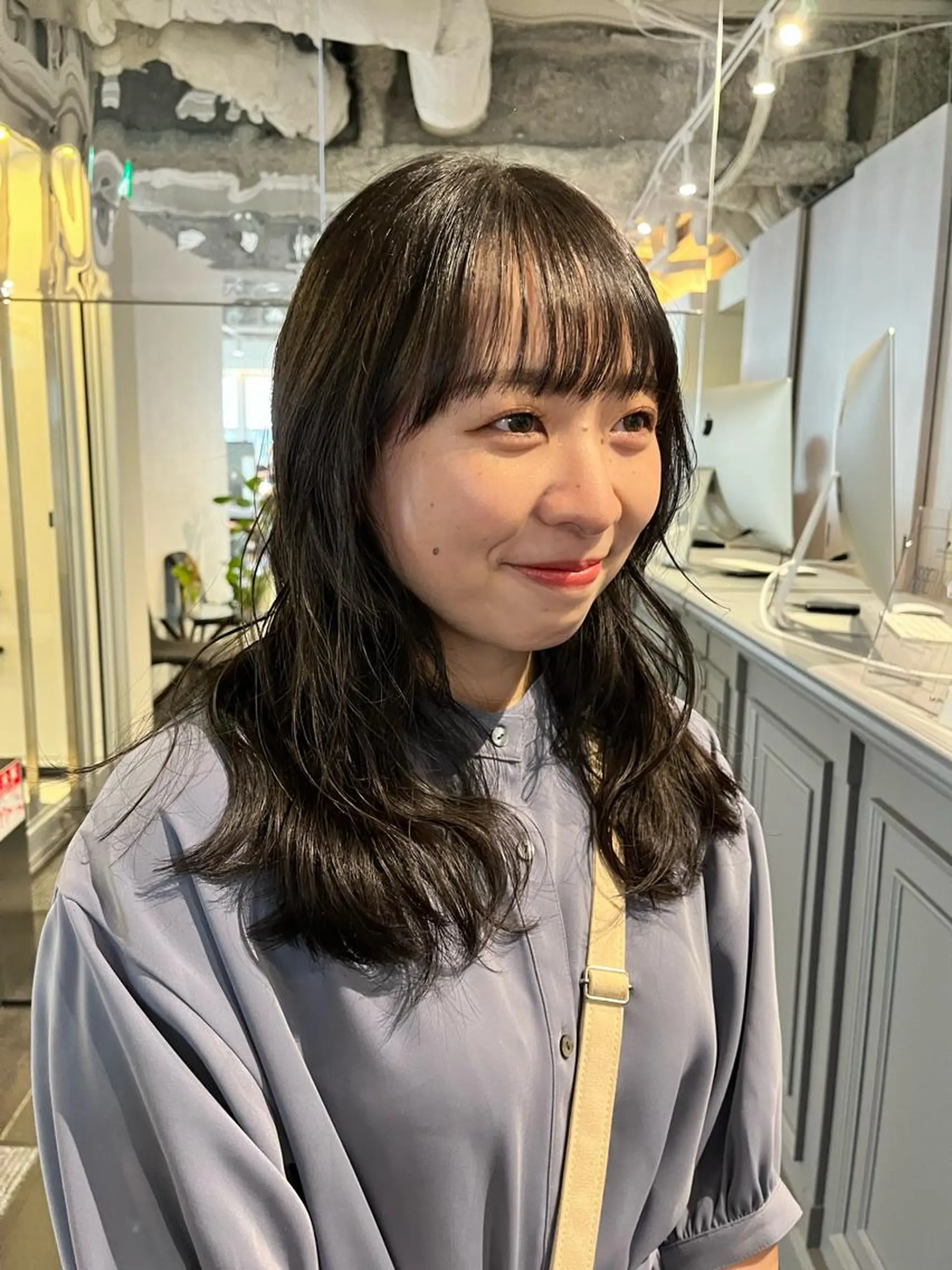 ロング パーマ 顔周りカット おくれ毛 ストレートパーマ ショート/パーマ/ カラー/FUKOのヘアスタイル