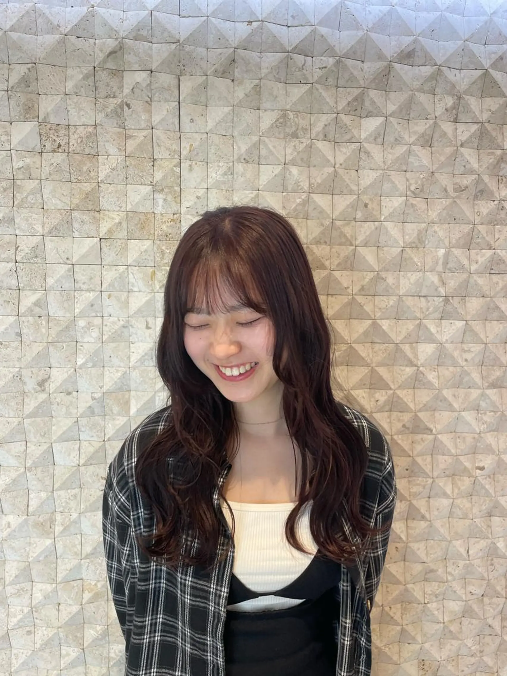 ロング カラー カシス ピンクカラー 豊中/髪質改善/ レイヤーカットミヅキのヘアスタイル