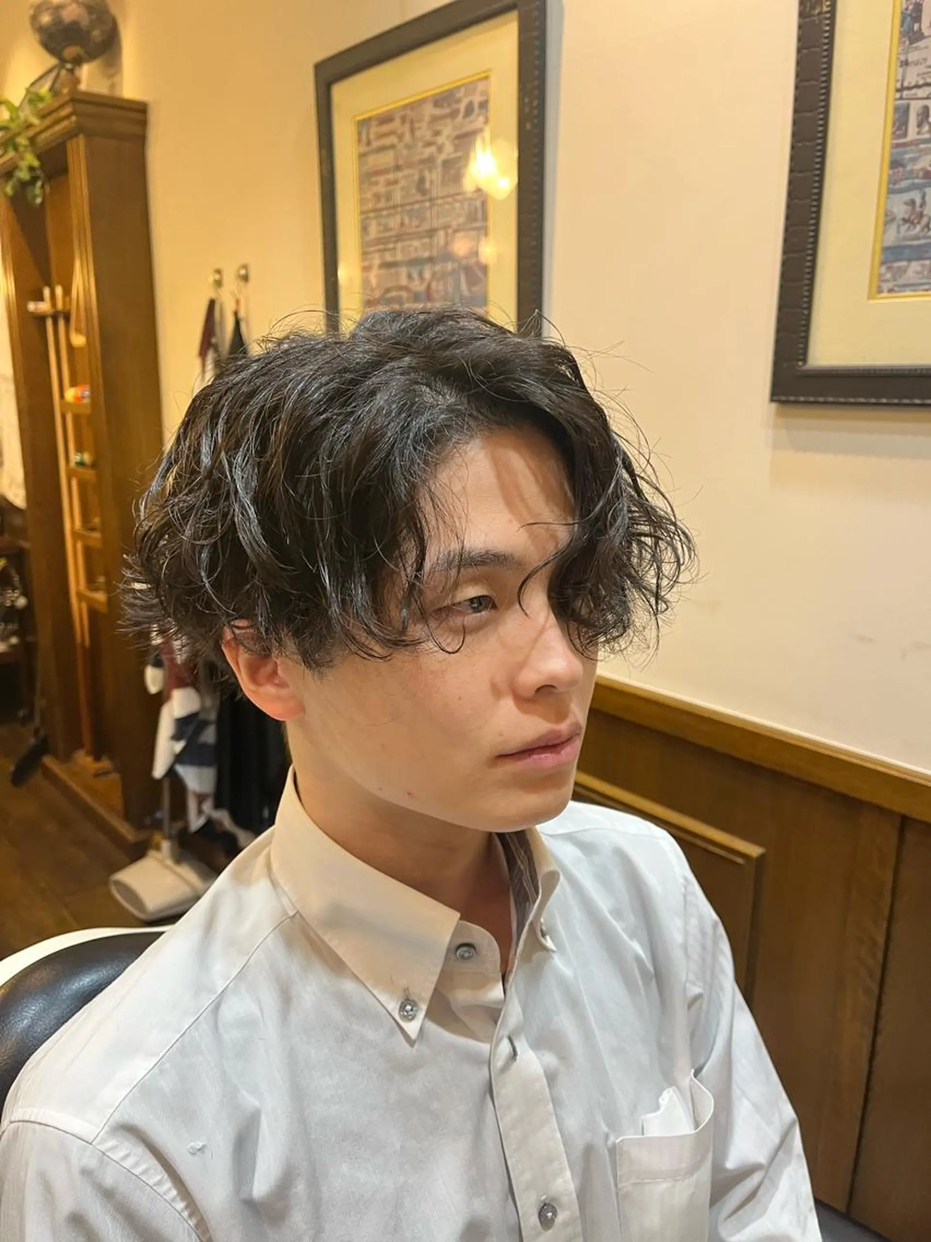 ショート パーマ メンズ カット パーマ ヒロ銀座 バーバーショップ神楽坂所属・ひらお あおとのヘアスタイル