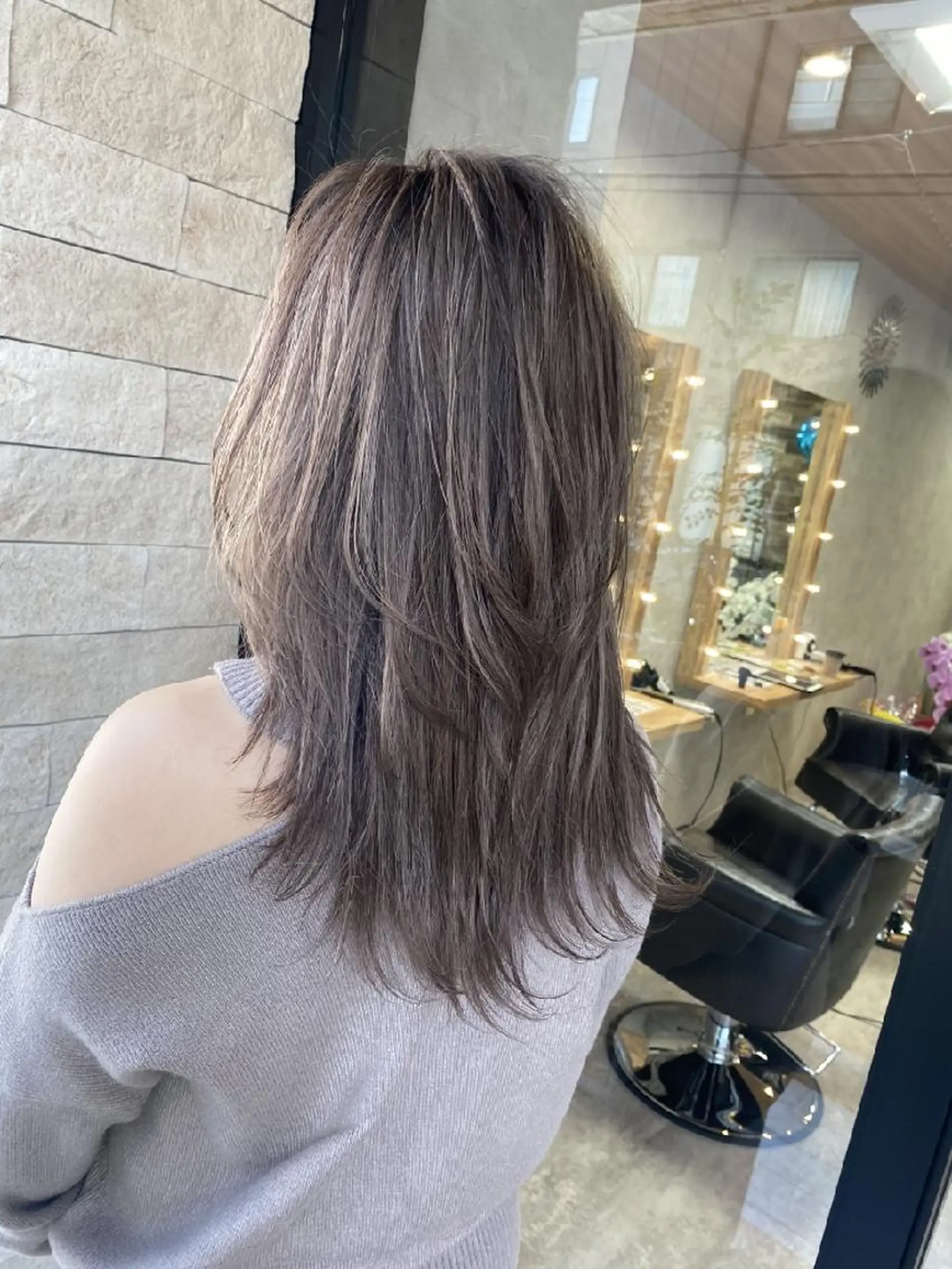 セミロング カラー バレイヤージュ ダブルカラー ハイライトカラー 外国人風カラー ハイレイヤー ヘアカラー トリートメント RIENS♡xrea 山本優舞のヘアスタイル