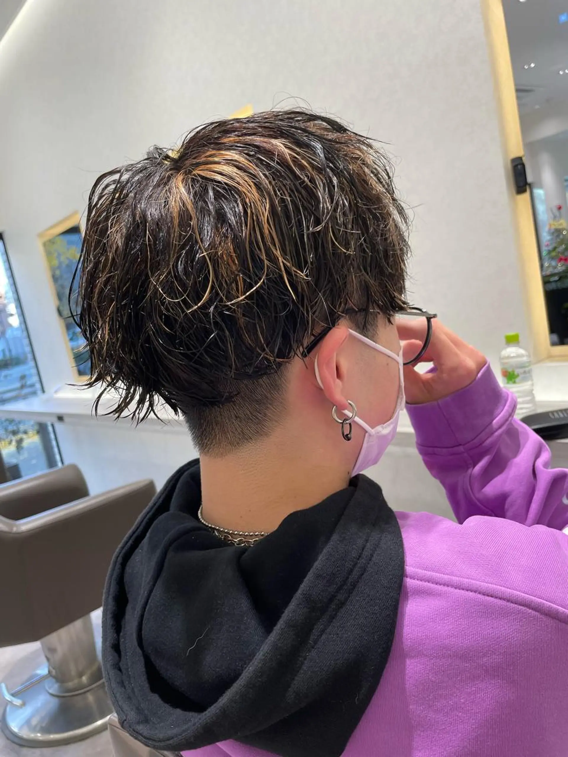 ショート カラー パーマ メンズ メンズメッシュ メンズパーマ メッシュ カット ヘアカラー パーマ メンズ特化/矢場町駅 徒歩1分/岡本一真のヘアスタイル