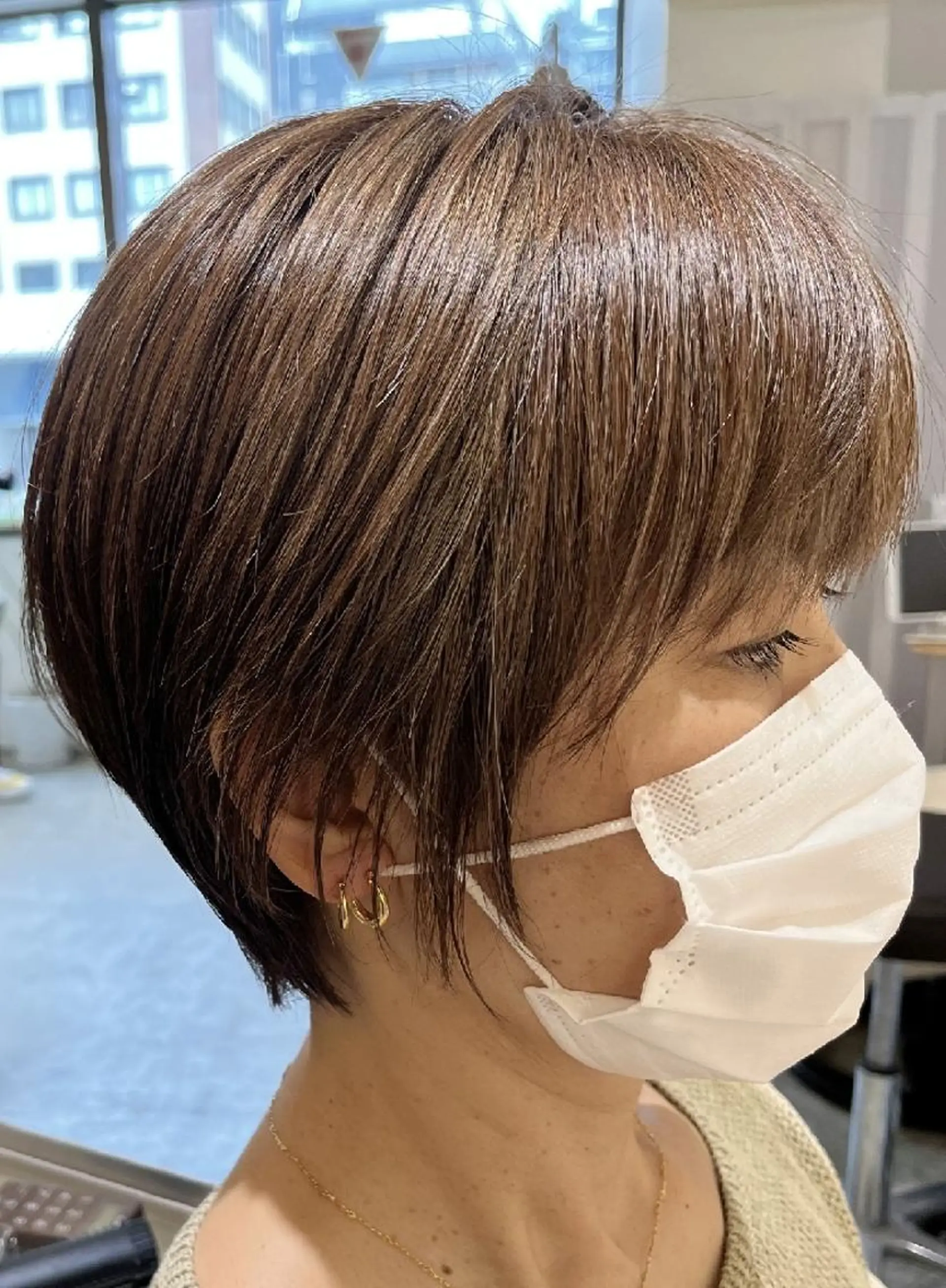 ショート カラー 似合わせカット ショートヘア トリートメント カット ヘアカラー トリートメント 中野渡 真利那のヘアスタイル