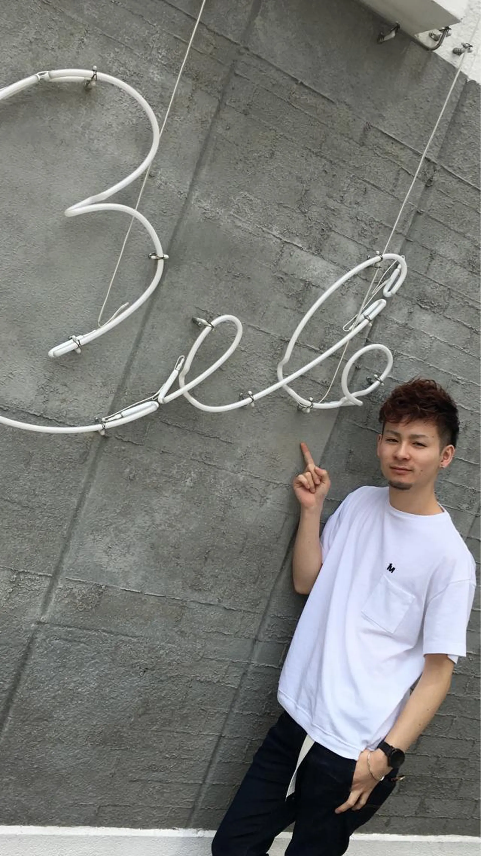 ショート カラー メンズ アッシュ レッドカラー カット パーマ 島田 竜也のヘアスタイル