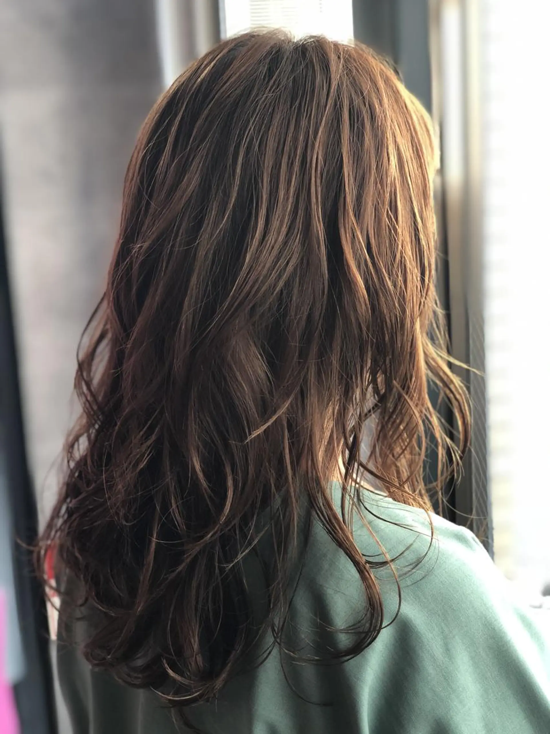 カラー パーマ ロング 個室型美容室san 都賀店のヘアスタイル