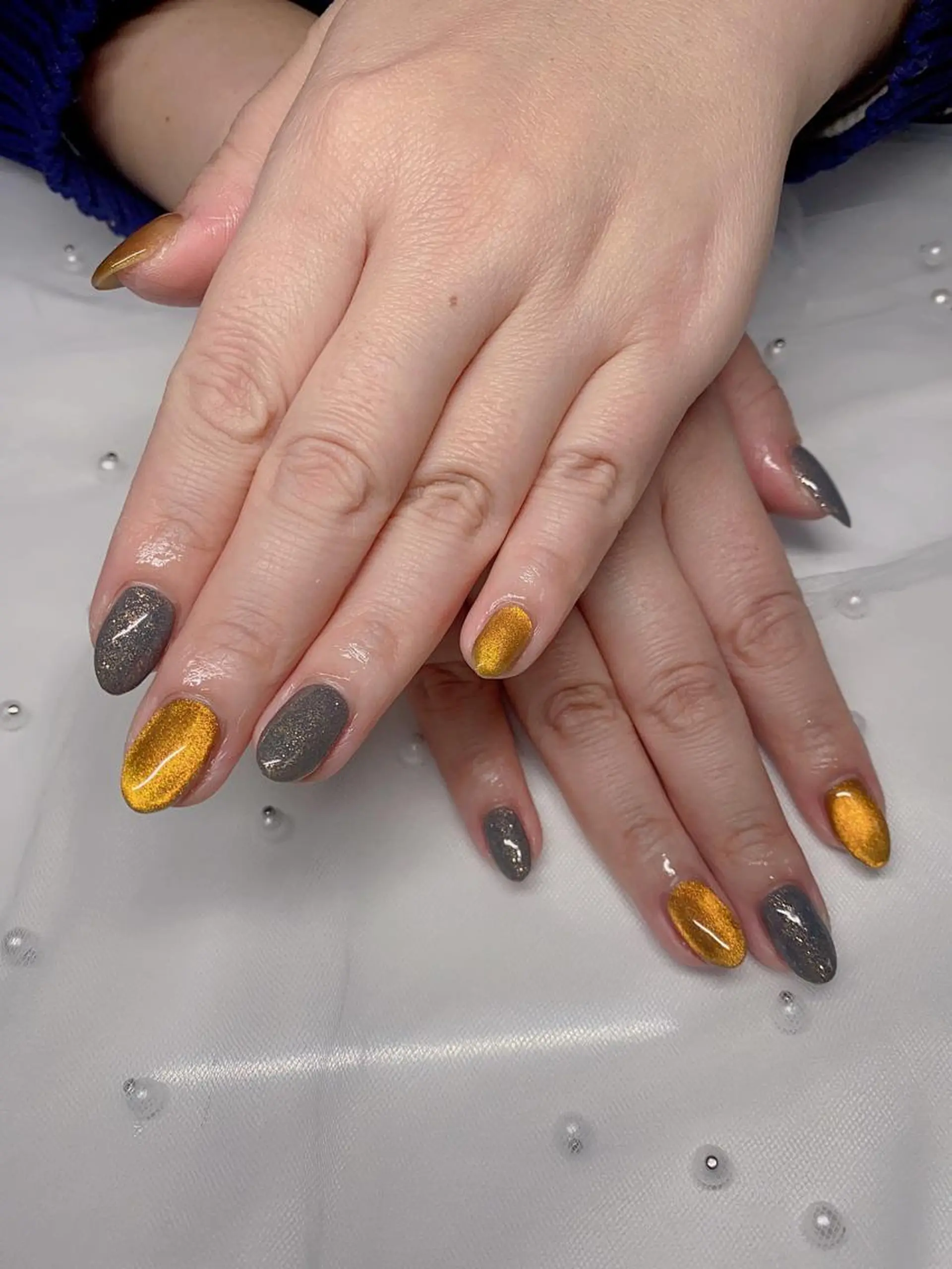 ネイル べっ甲ネイル ラメ(グリッター) マグネットネイル ハンドネイル Jasmine nailsalon所属・ジャスミン ネイルサロンのネイルデザイン