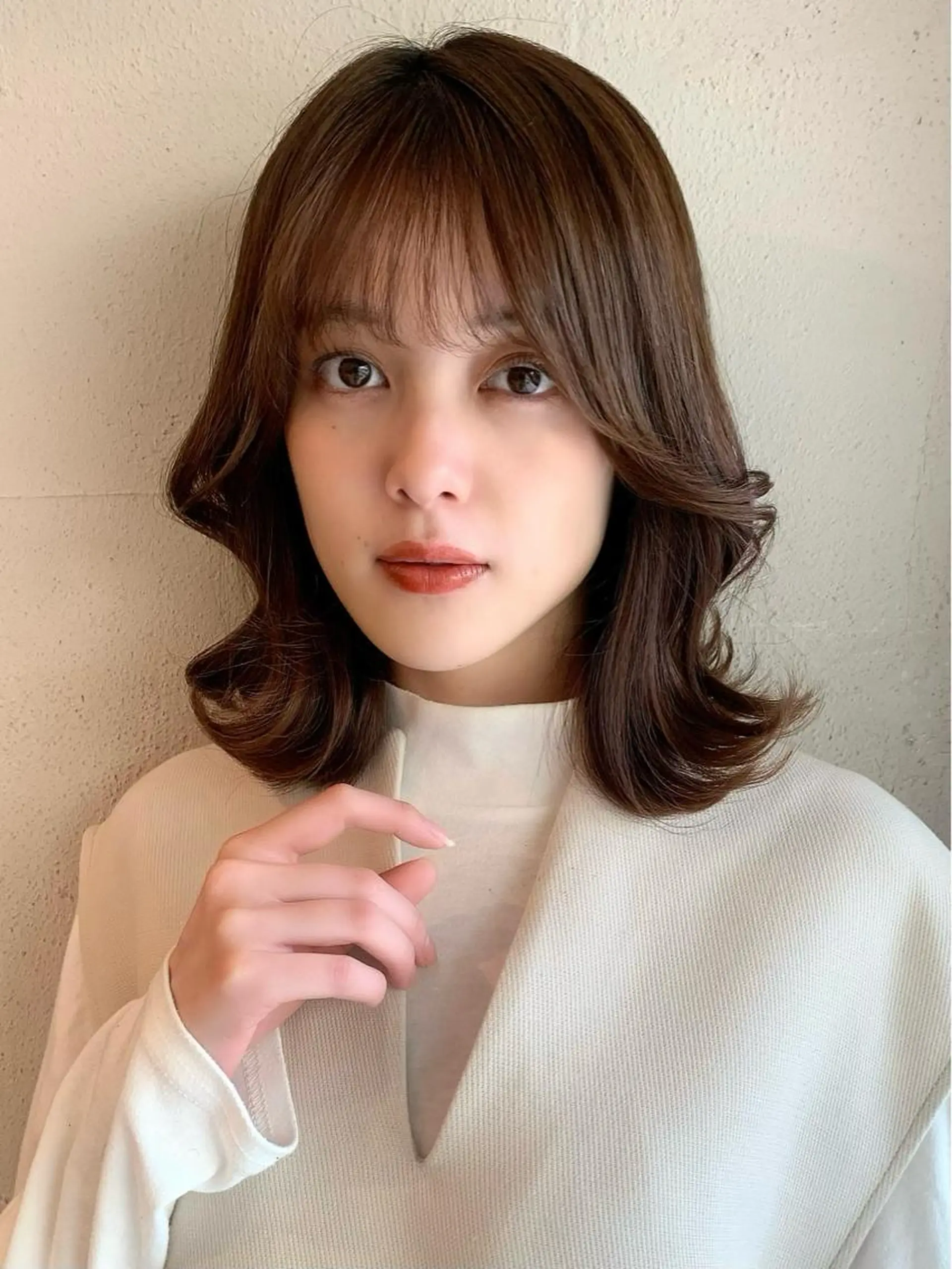 ミディアム カラー 透明感/オリーブ/ グレージュ/YUKAのヘアスタイル