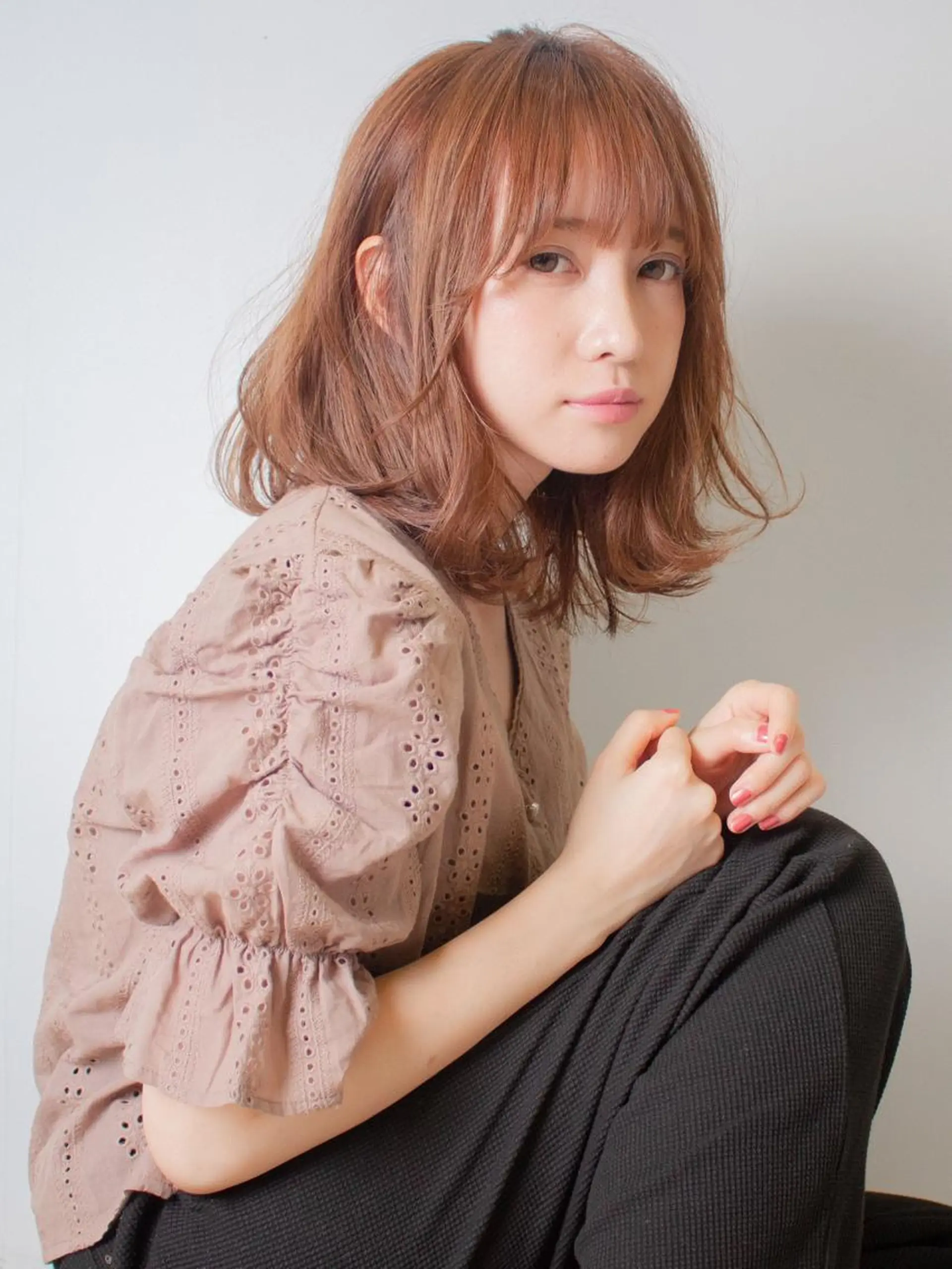 ミディアム カラー パーマ カット パーマ gite カワムラナオキのヘアスタイル