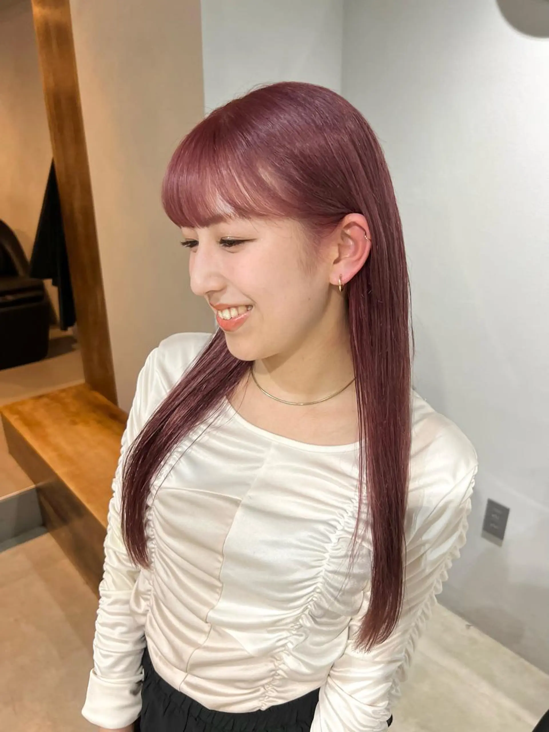 ロング カラー ピンクカラー ヘアカラー 【表参道】Ruri デジタルパーマのヘアスタイル