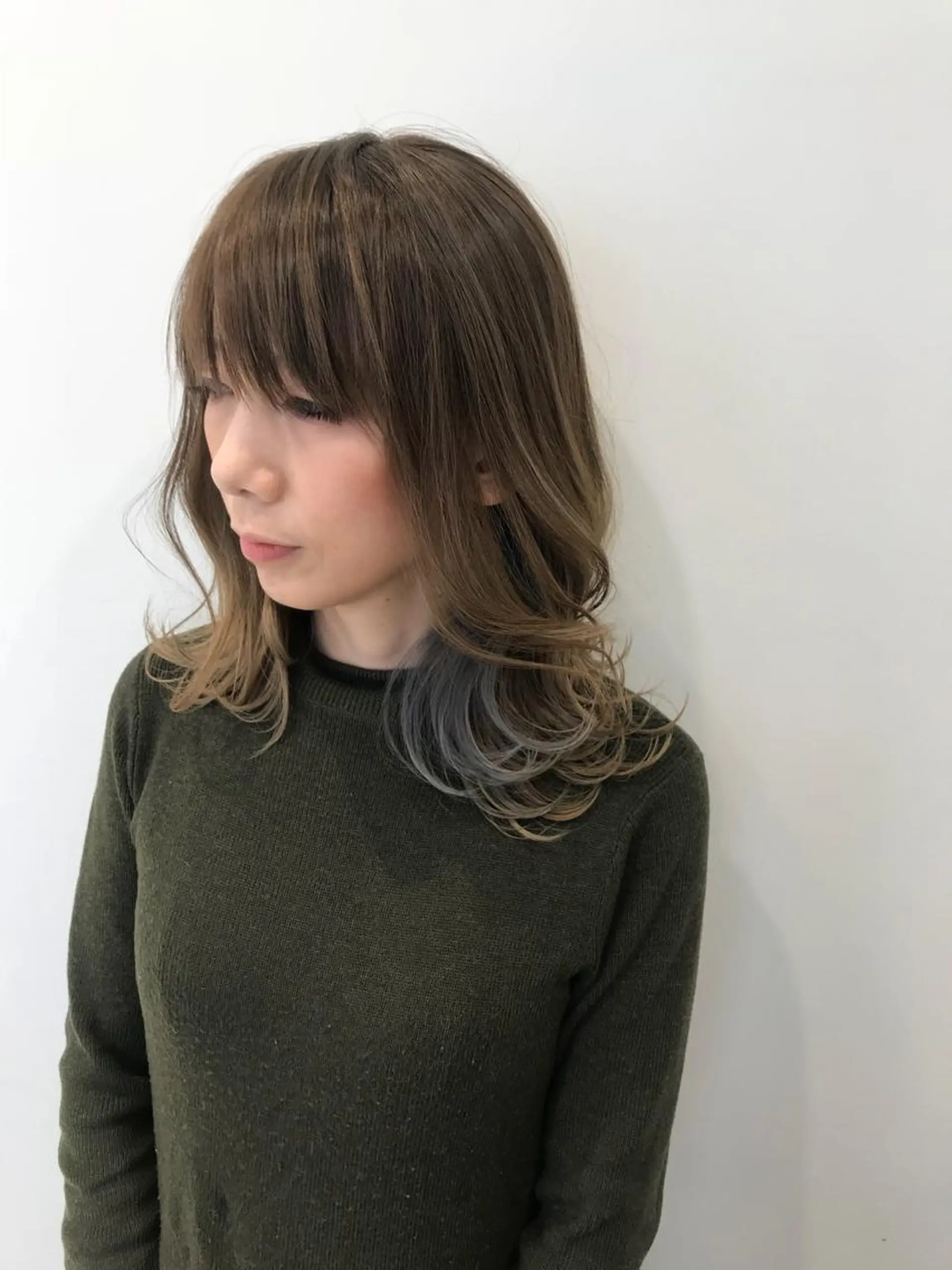 セミロング カラー クロスパーマ松永裕久 似合わせカットのヘアスタイル