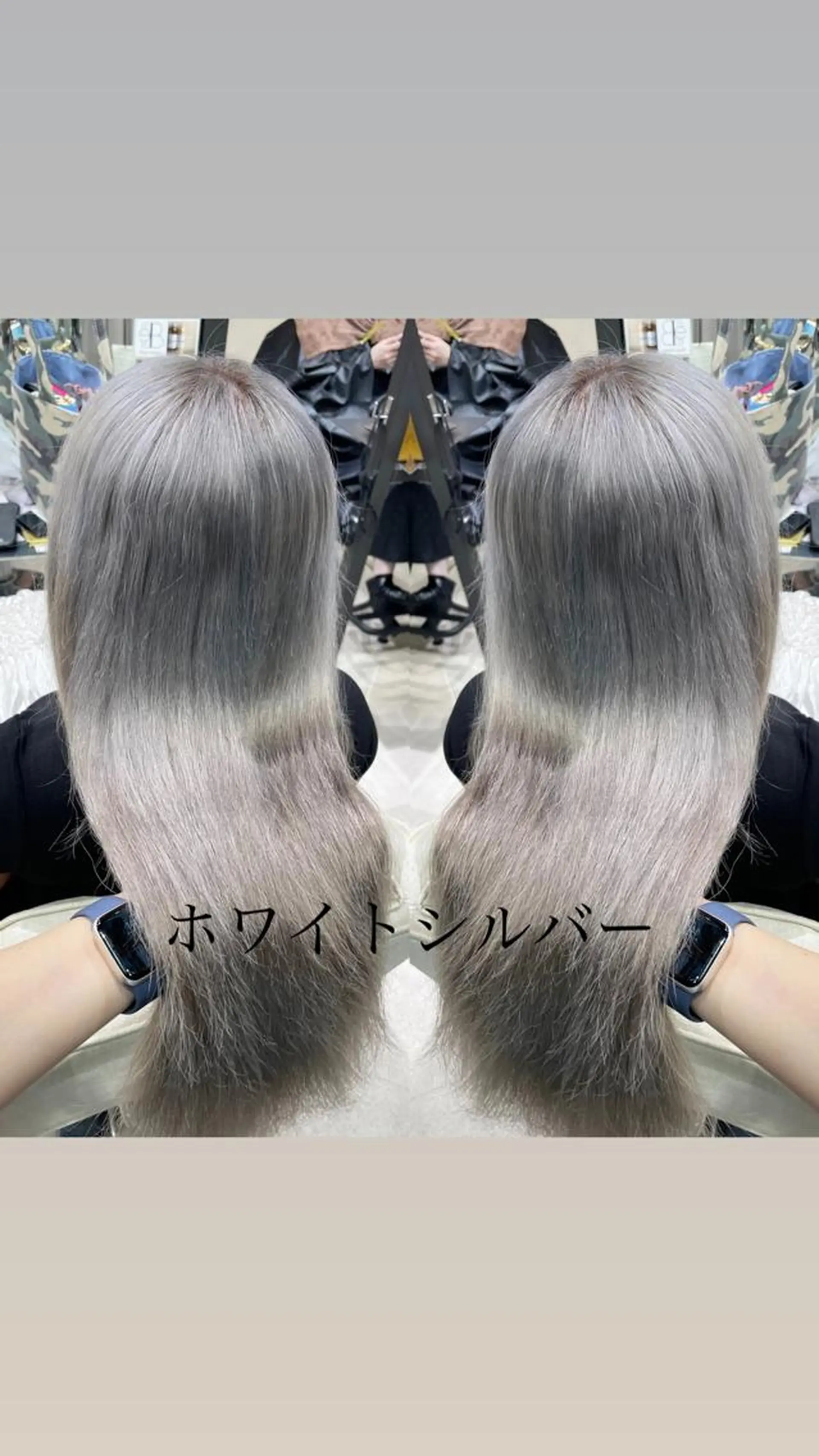 ロング カラー ブリーチ シルバー ホワイトシルバー ヘアカラー 🦋美髪／エクステ 🦋アベイクミのヘアスタイル