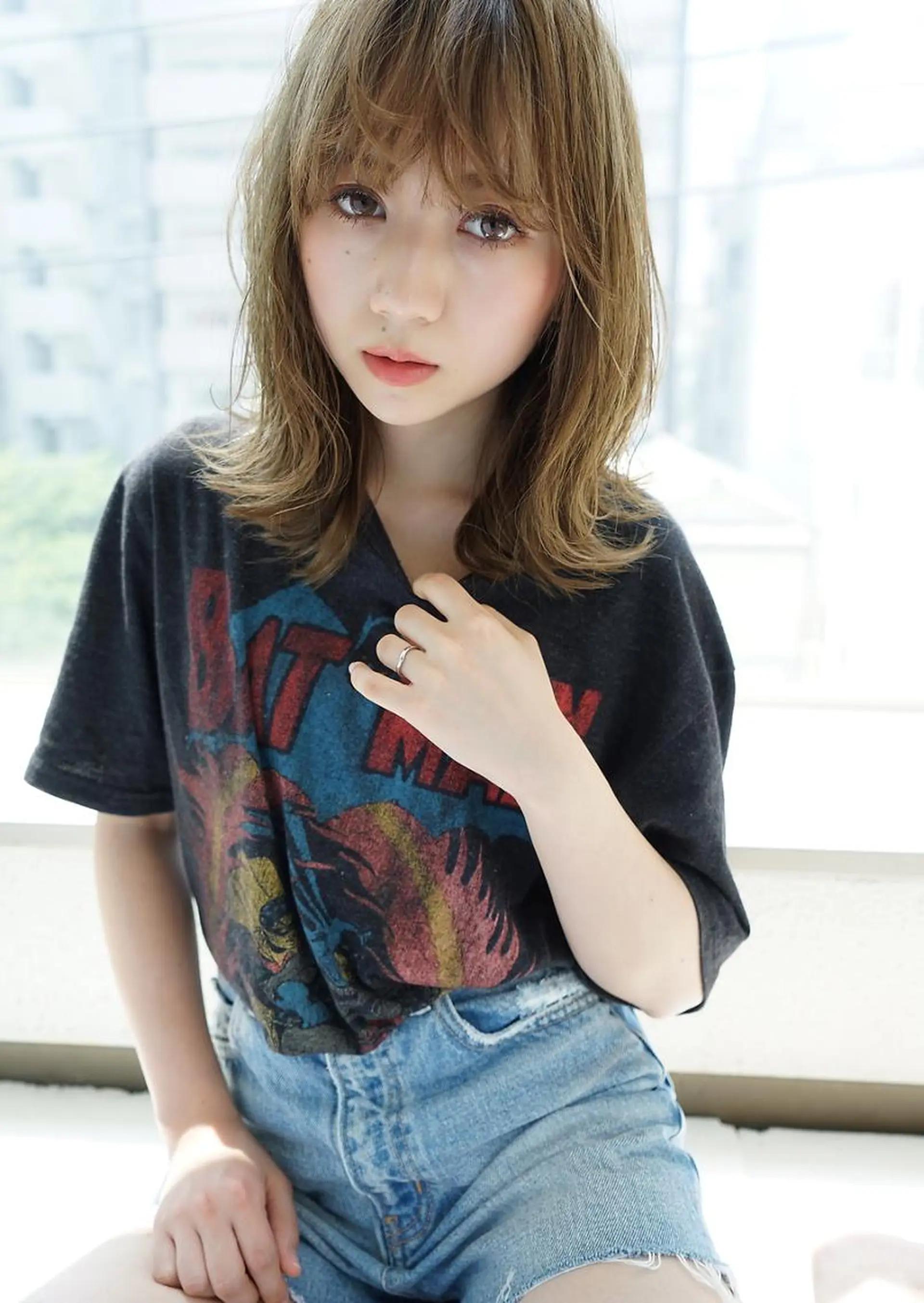 ミディアム カラー 韓国メンズヘア　ミル クティボブ　足立佳代のヘアスタイル