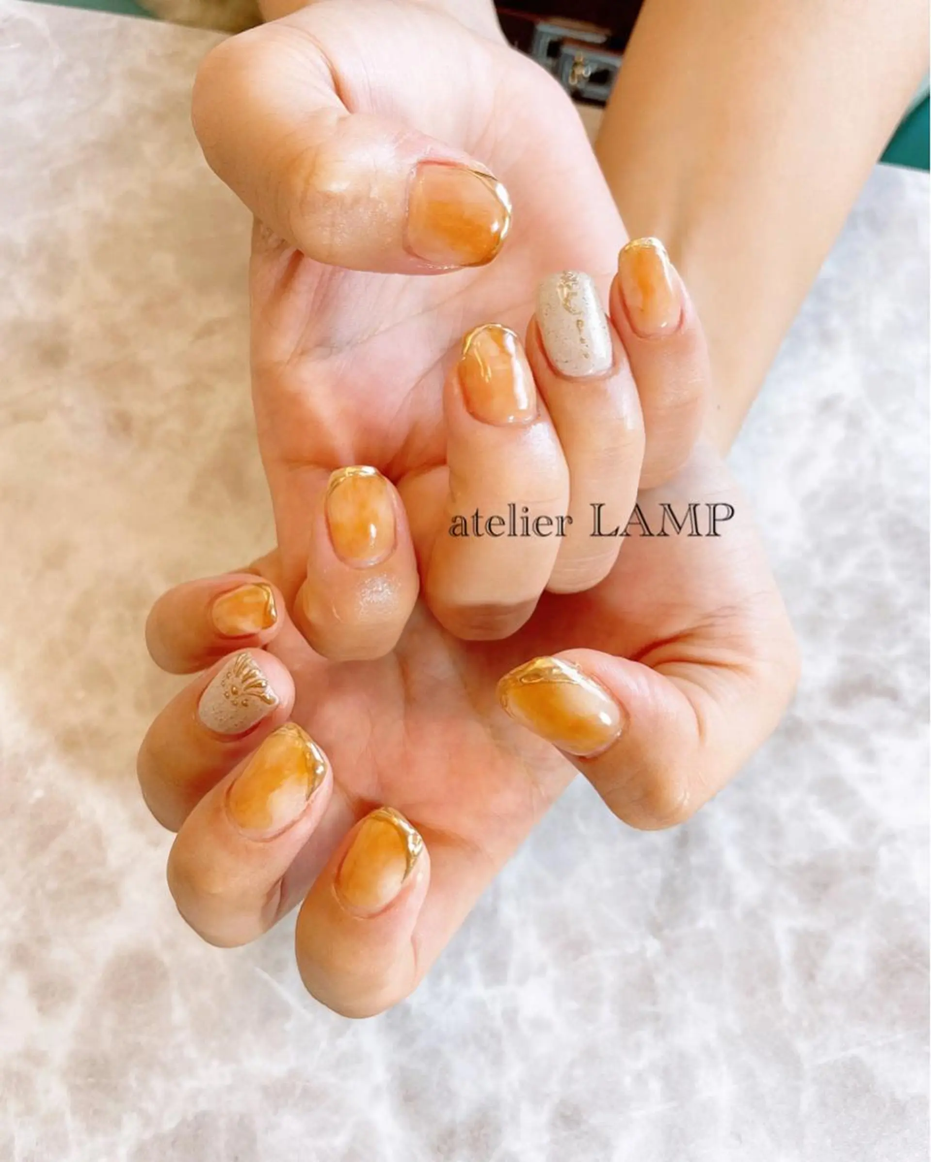 ネイル アートネイル オレンジ NANA no artのネイルデザイン