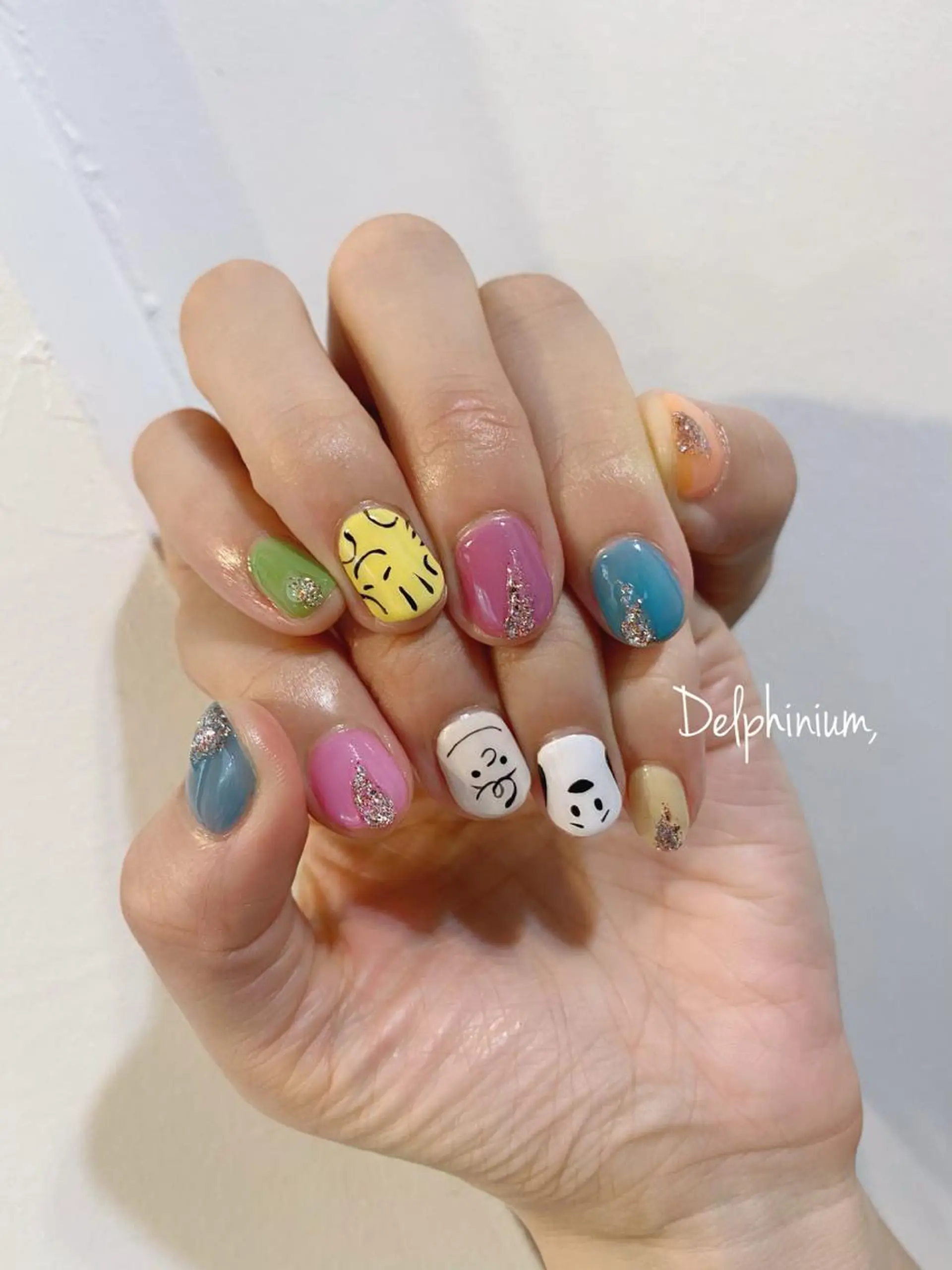 ネイル アートネイル ラメ(グリッター) ミラーネイル 持ち込み ストーンネイル ハンドネイル 岡本 友恵のネイルデザイン