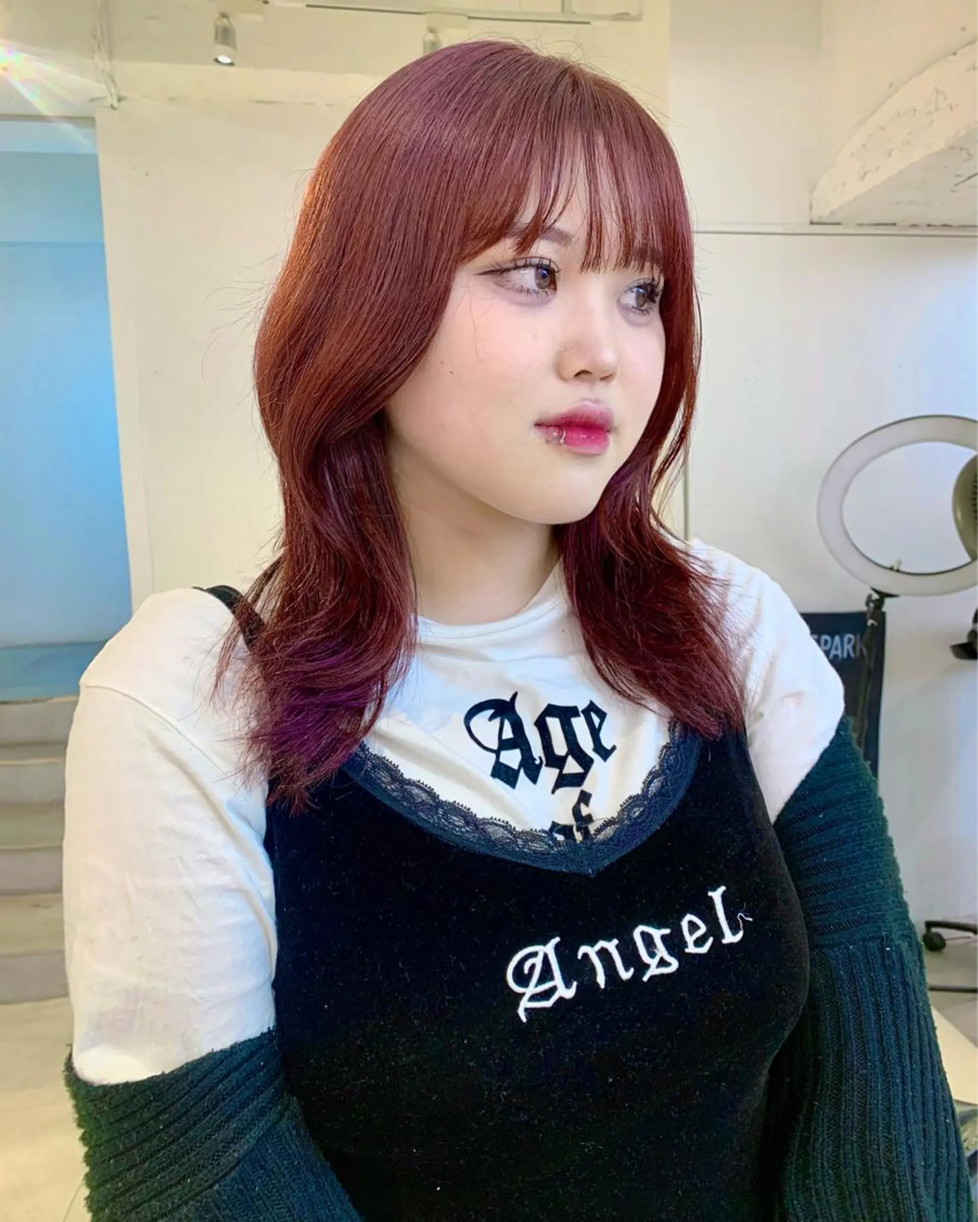 セミロング カラー ボルドーカラー カット ヘアカラー Kureha/ネイル トレンドヘアのマツエク・マツパデザイン